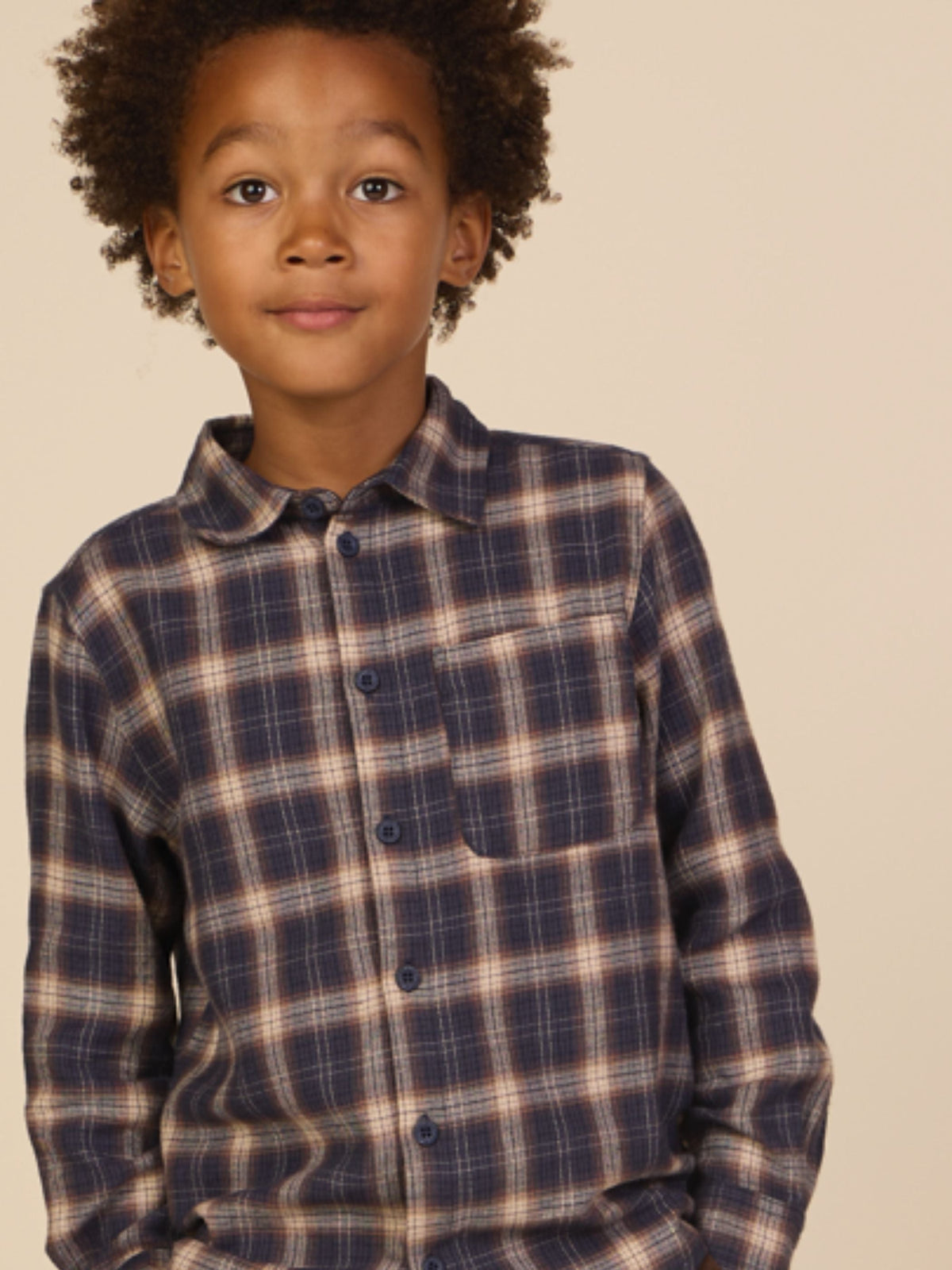 Ternet flannelskjorte Tween - Navy/Beige | 101650 Edwin