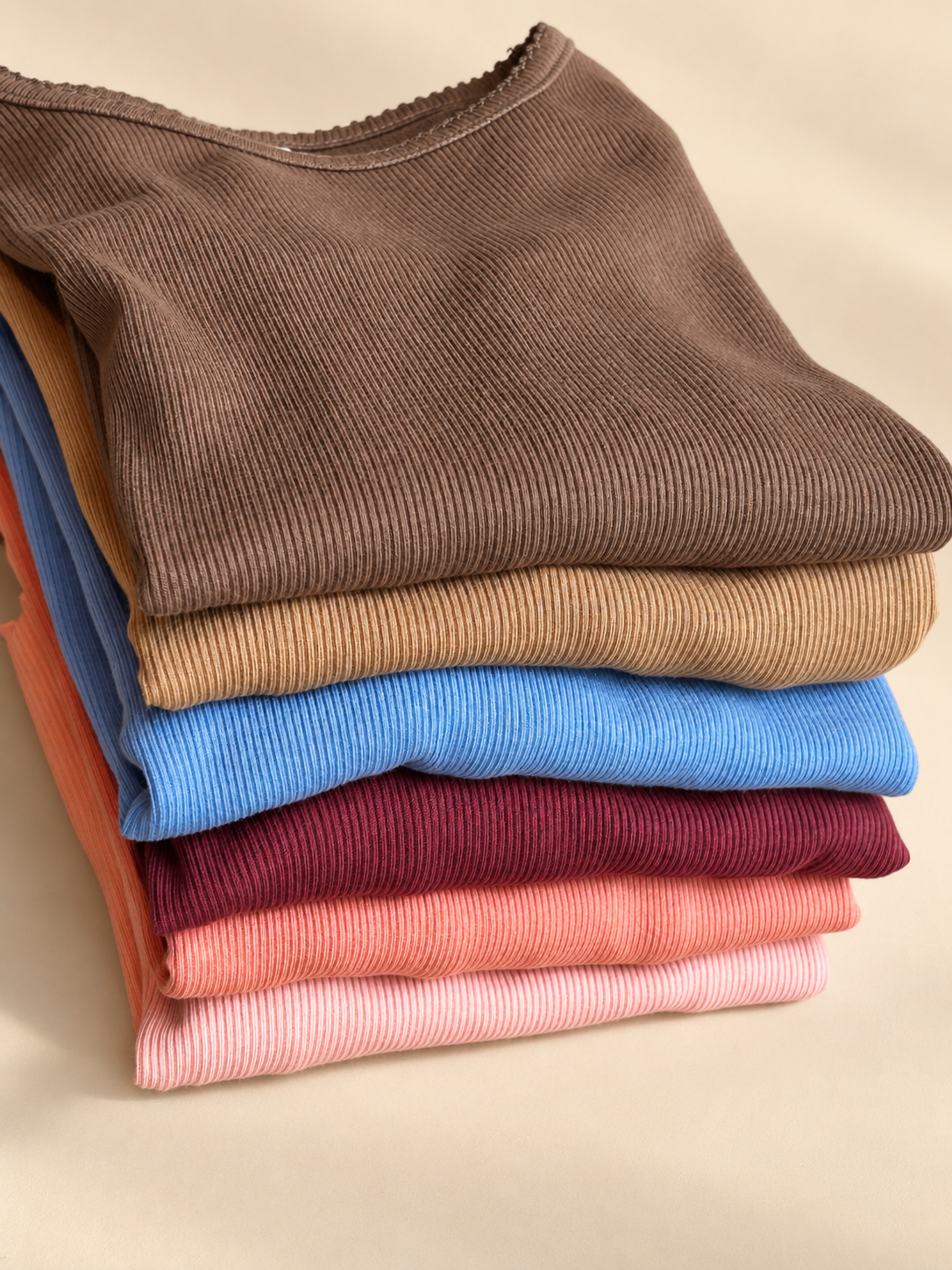 Langærmet T-shirt i modalrib - Tween - Rose Tan | 101307 Lottie