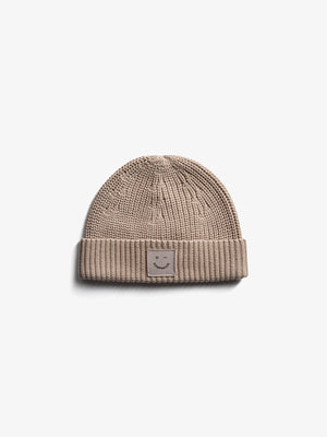 Ribbet strikhue - All - Beige