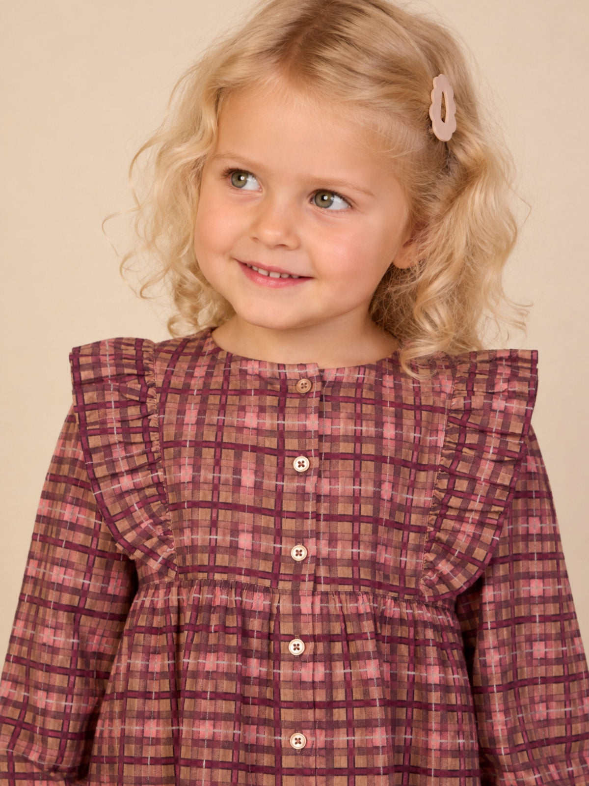 Ternet bomuldsbluse med flæser Kids - Rose | 101493 Penny