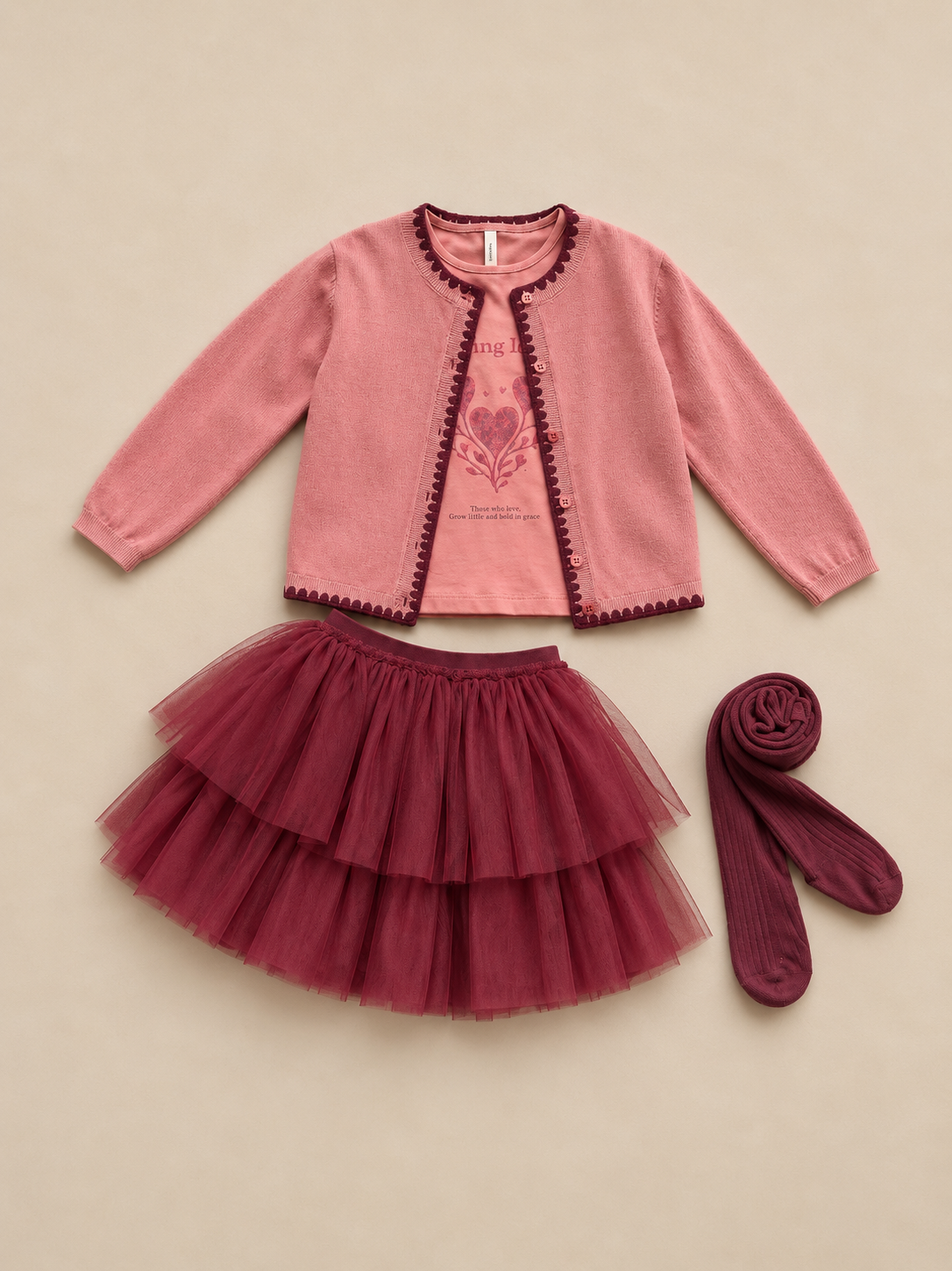 Langærmet T-shirt med glitter print Kids - Dusty Rose | 101713 Piper