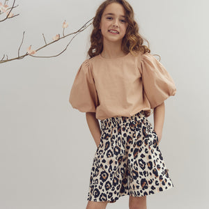 Baggy Poplin Shorts - Tween - Leopardprint | 100222 Laura