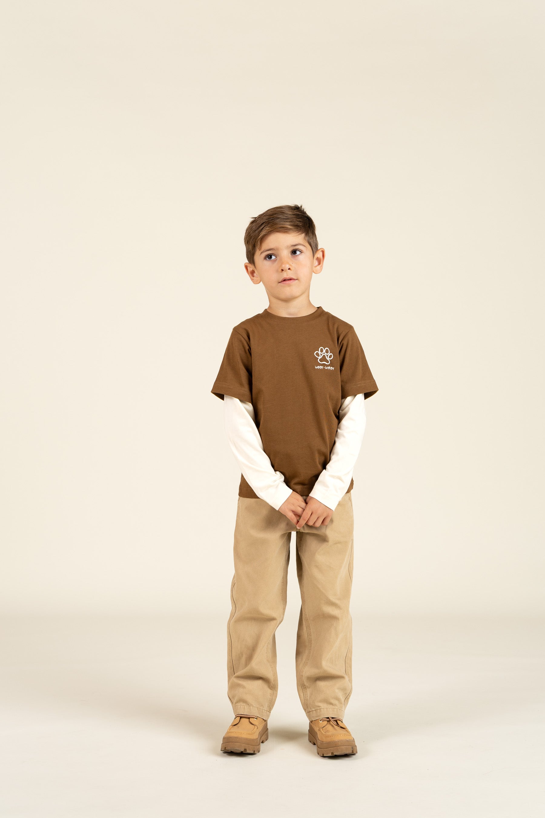 Boxy T-shirt med dobbeltærmer - Kids - Coffee | 100838 Alex