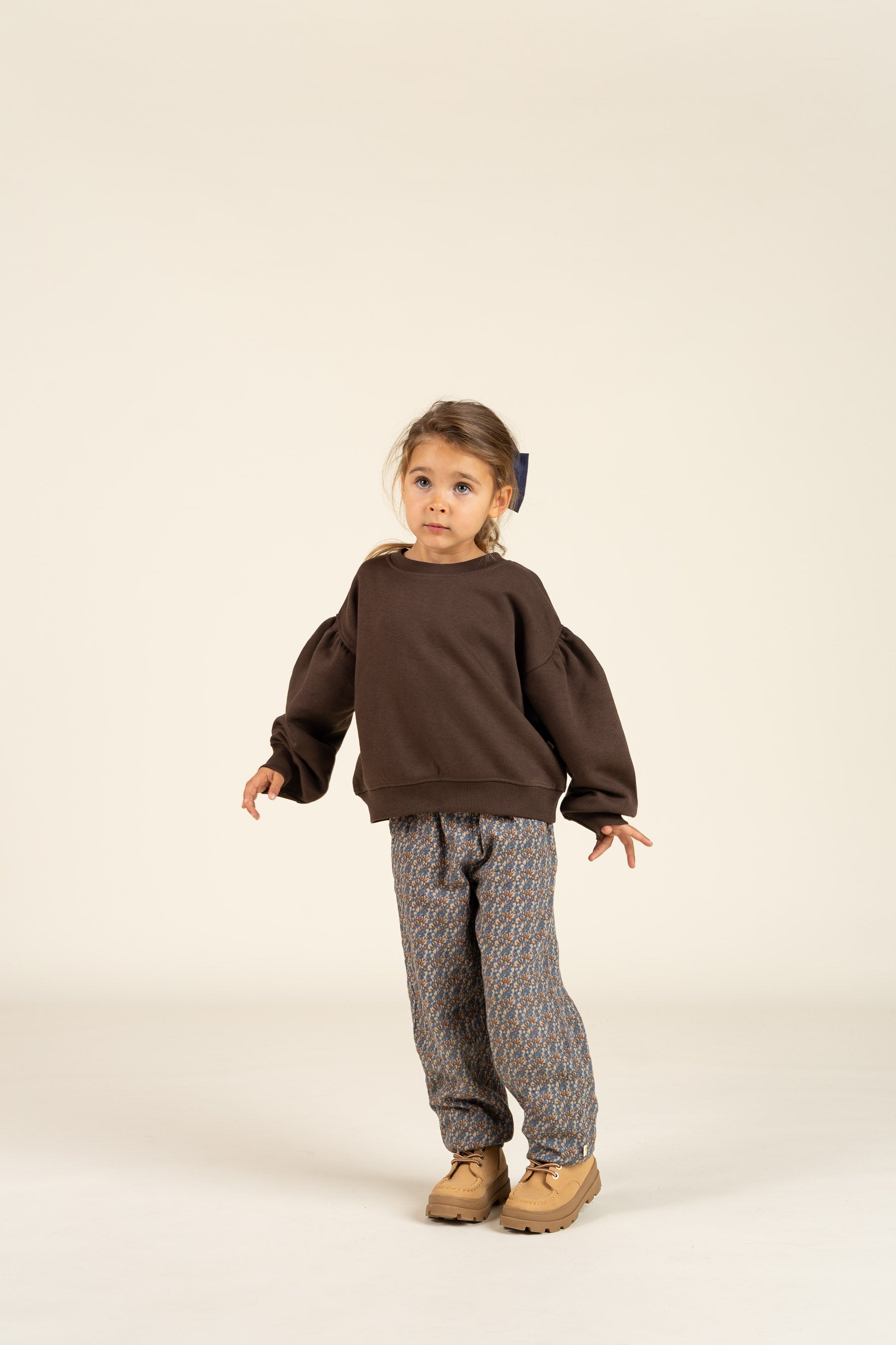 Bukser i Printet Bomuld - Kids - Blue / Brown | 100733 Maggie