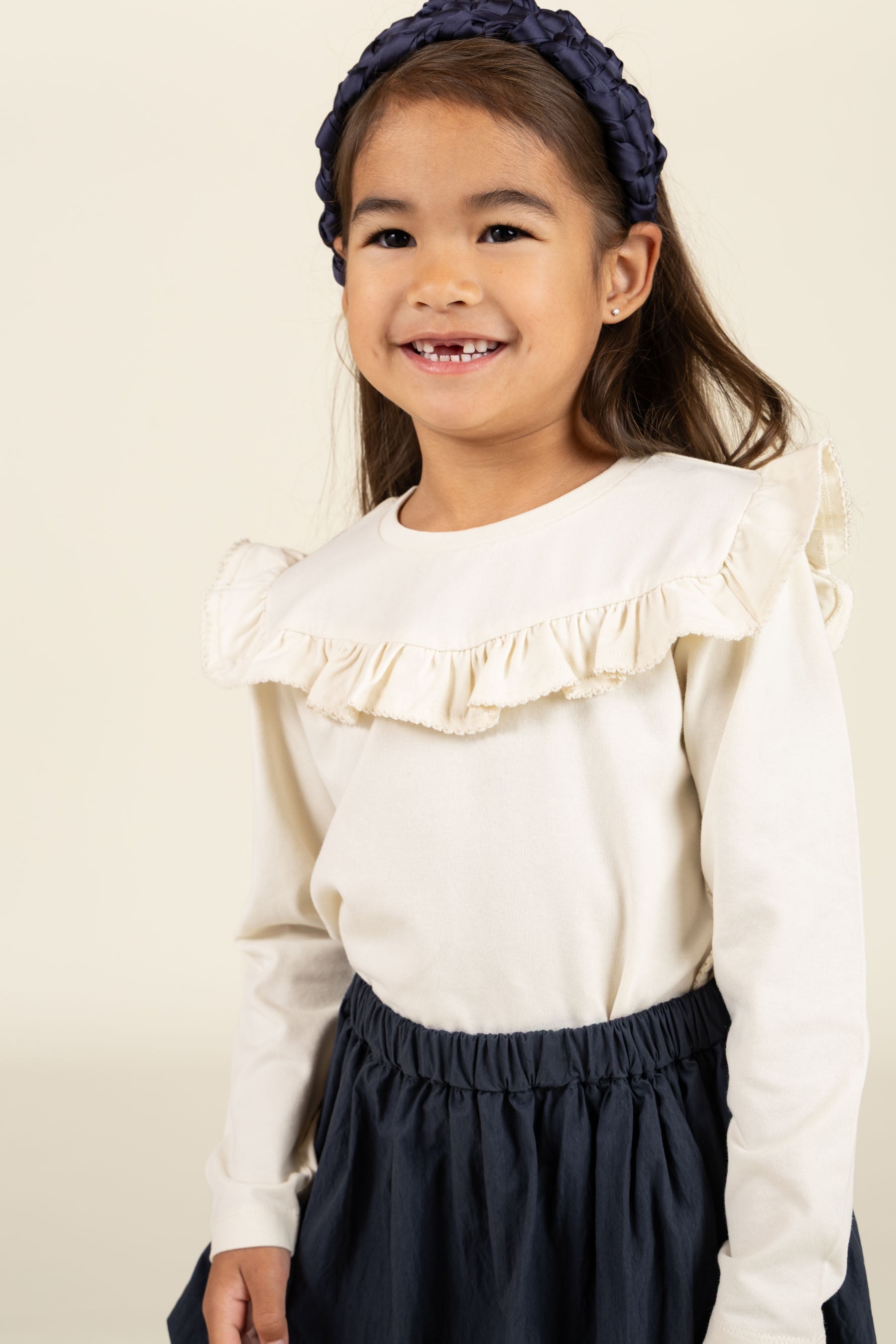 Jersey-bluse med flæser - Kids - Off White | 100862 Talia
