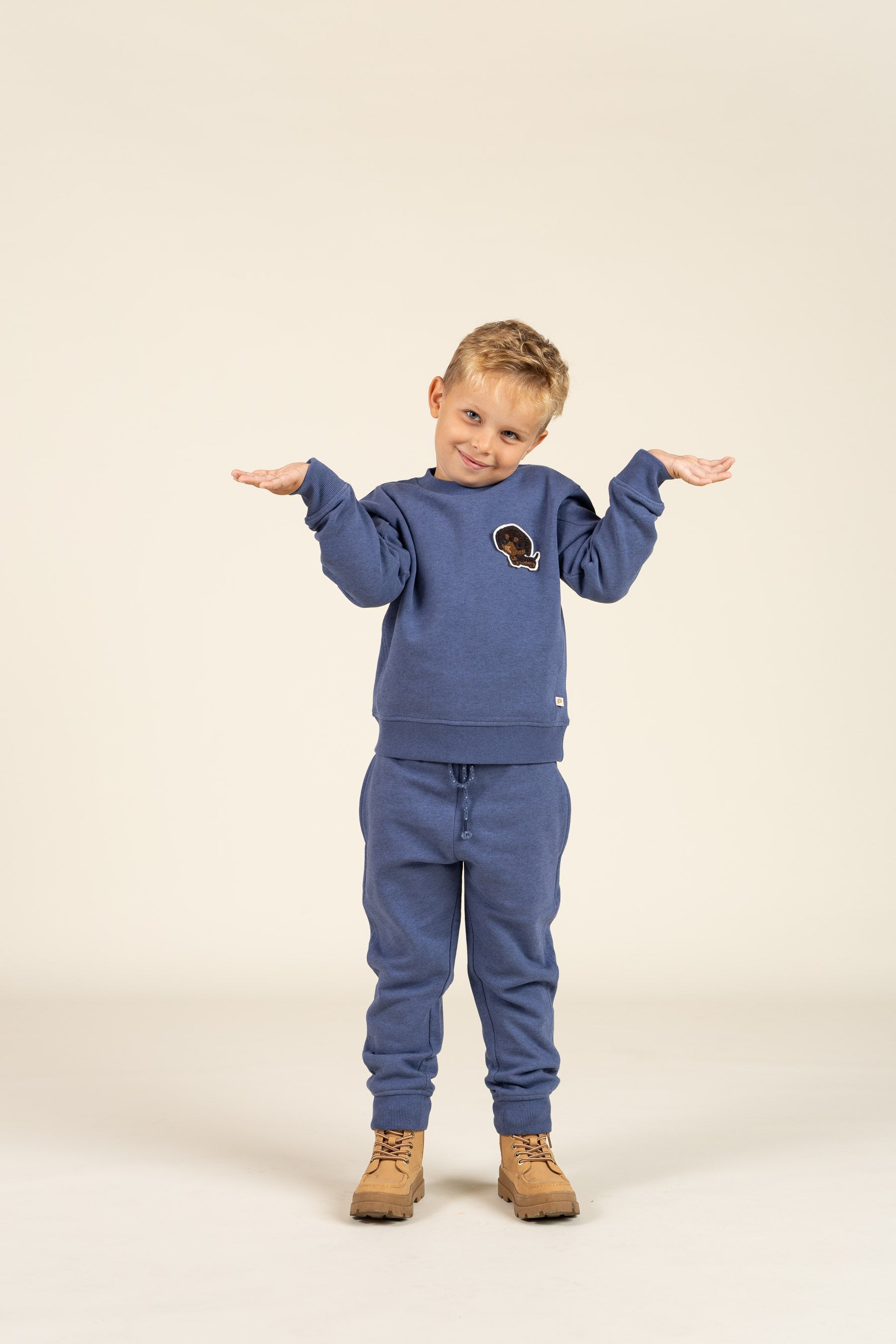 Sweatshirt med rund hals - Kids - Indigo Blue Melange | 100888 Justin