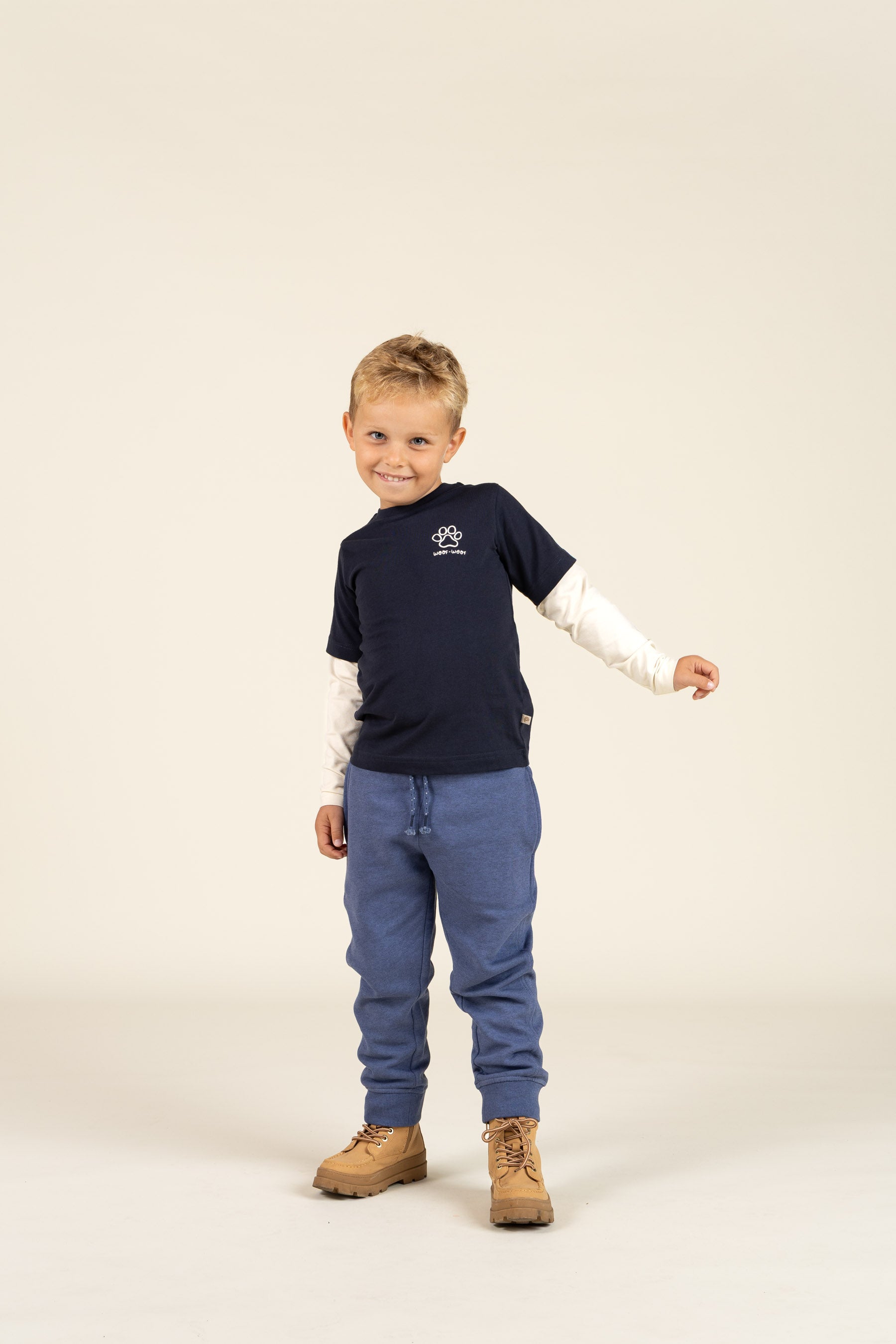Boxy T-shirt med dobbeltærmer - Kids - Navy | 100836 Alex