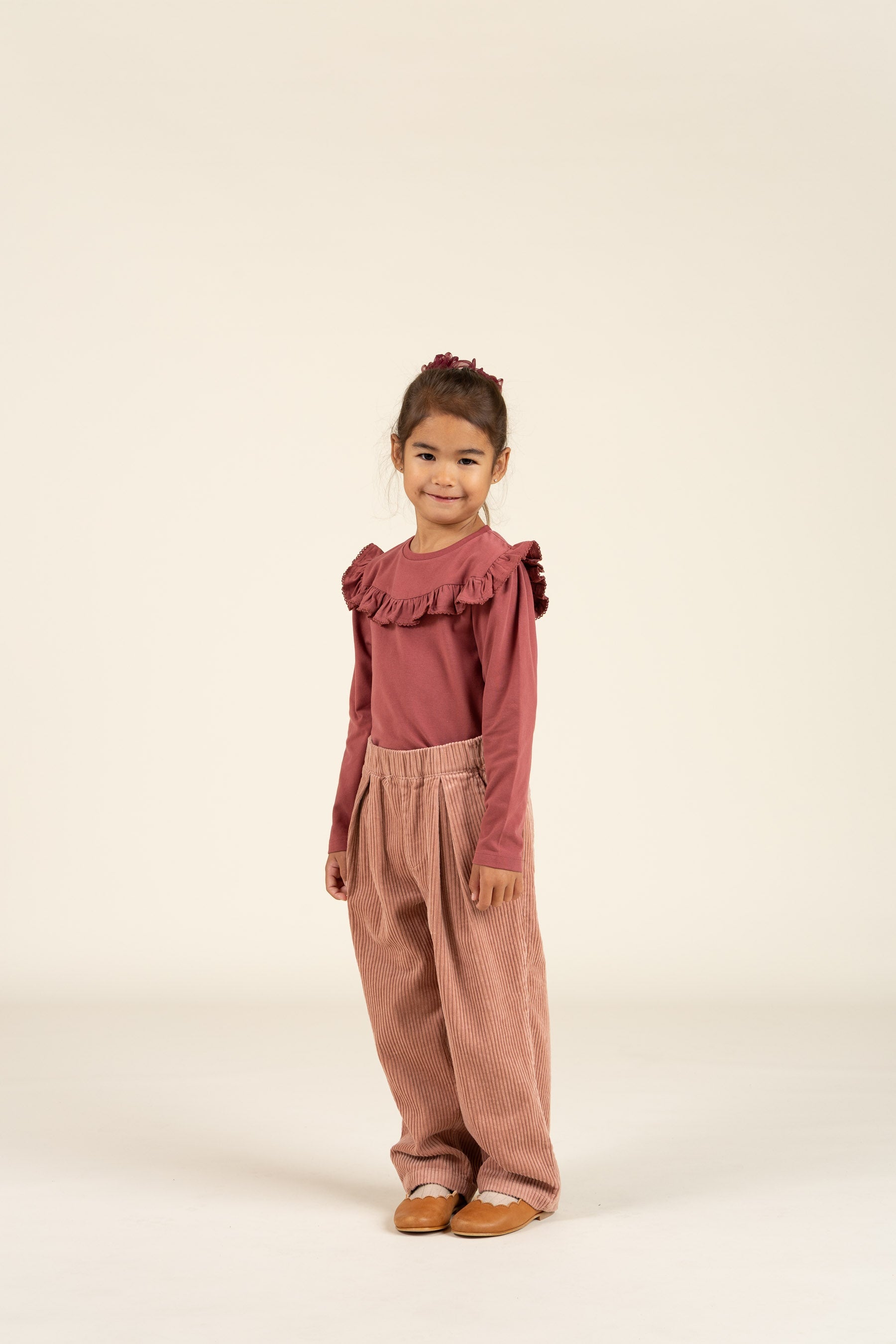 Jersey-bluse med flæser - Kids - Vintage Red | 100860 Talia