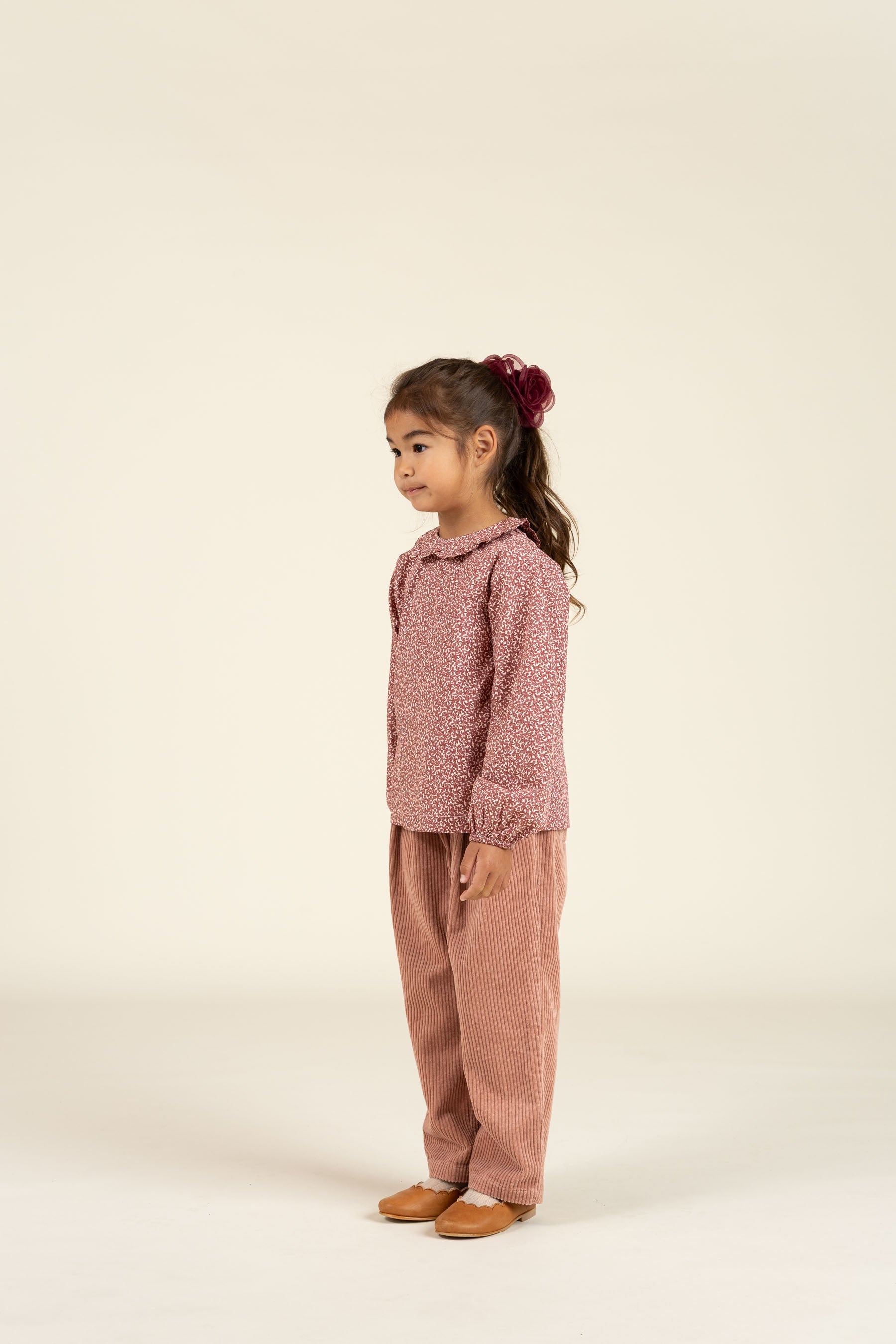 Bluse i bomulds-poplin med Print og Krave - Kids - Vintage Red | 100799 Allie
