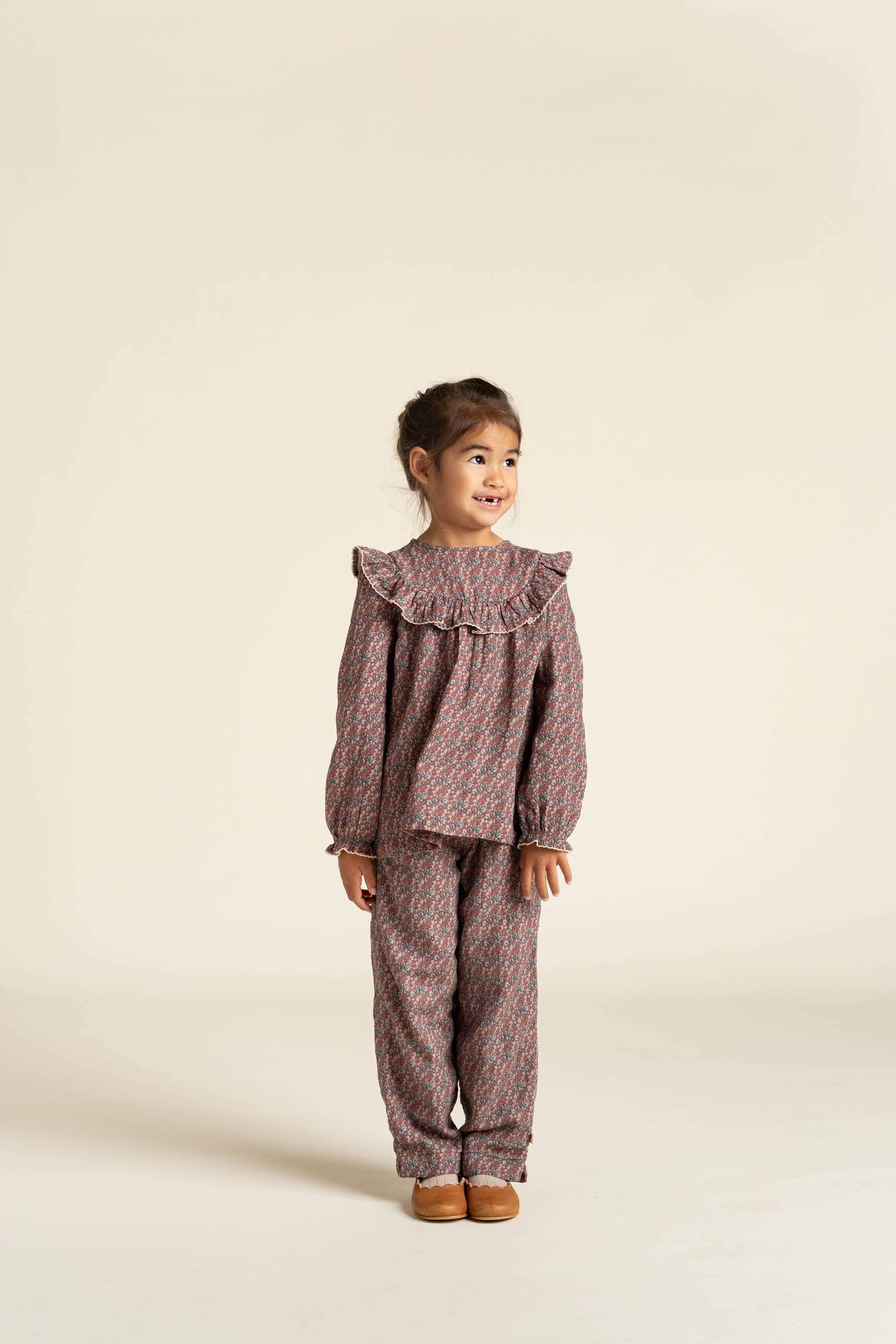 Bukser i Printet Bomuld - Kids - Rose / Green | 100734 Maggie