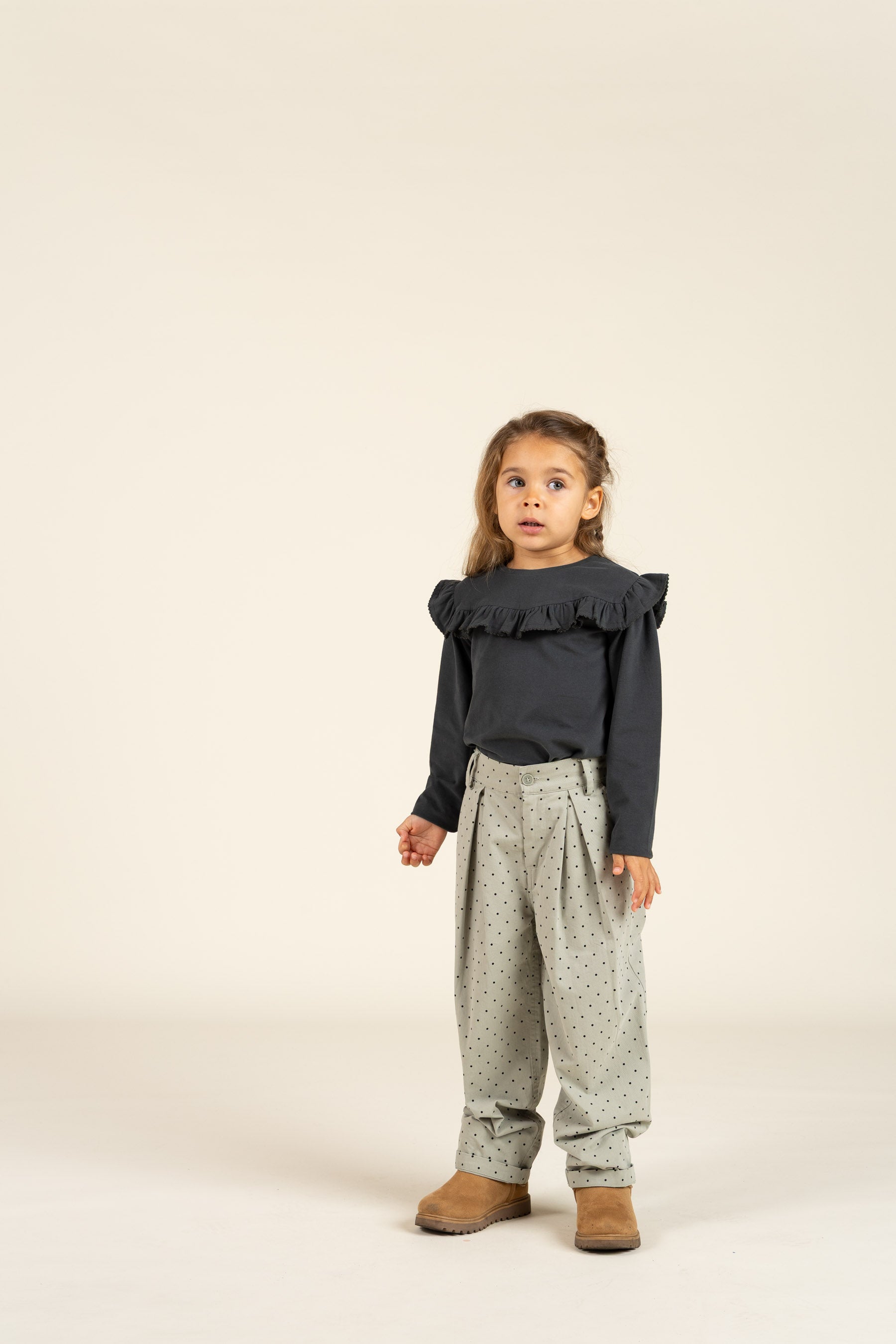 Twill-Bukser med prikker - Kids - Dusty Green | 100616 Iris