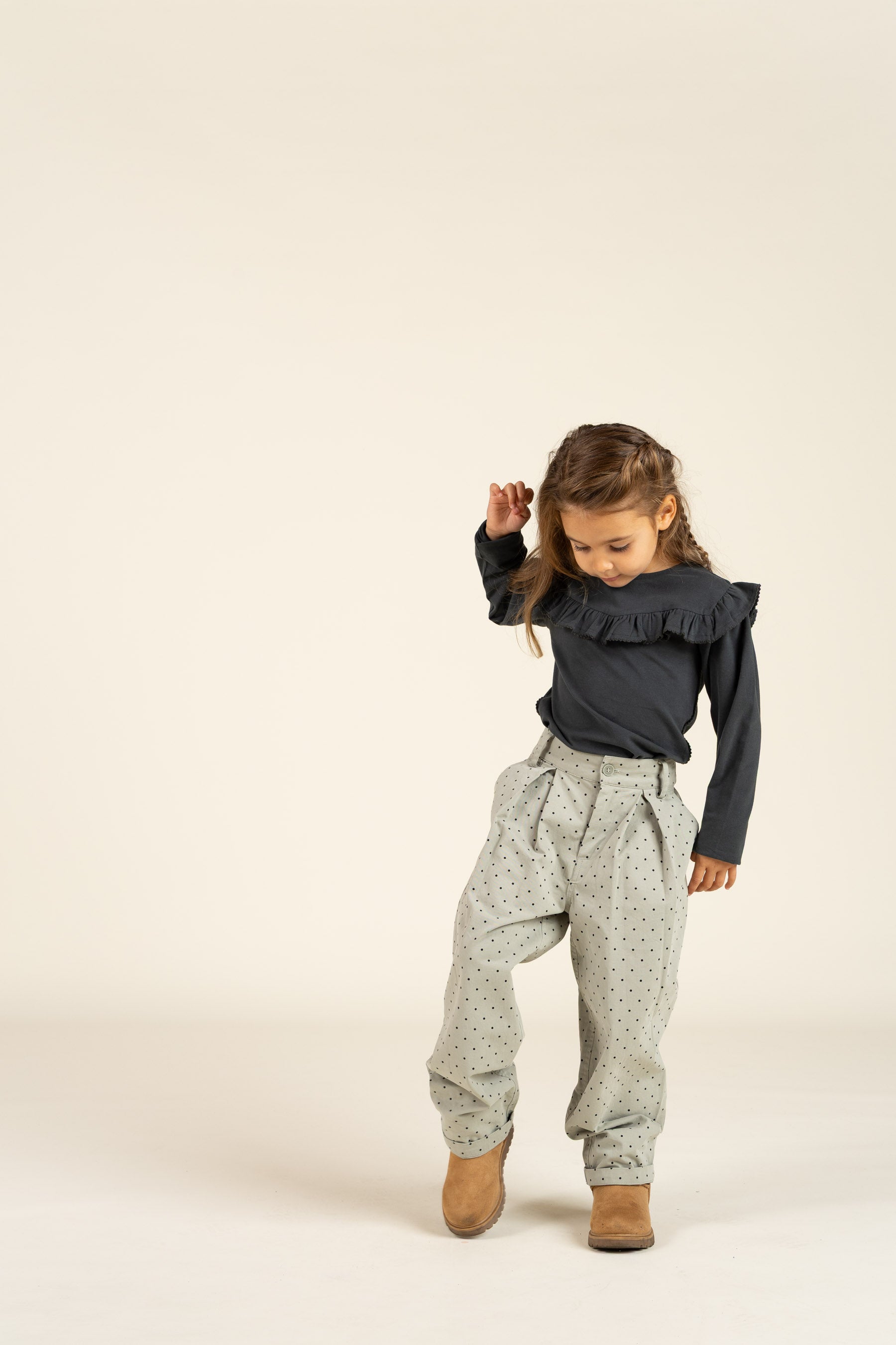 Twill-Bukser med prikker - Kids - Dusty Green | 100616 Iris