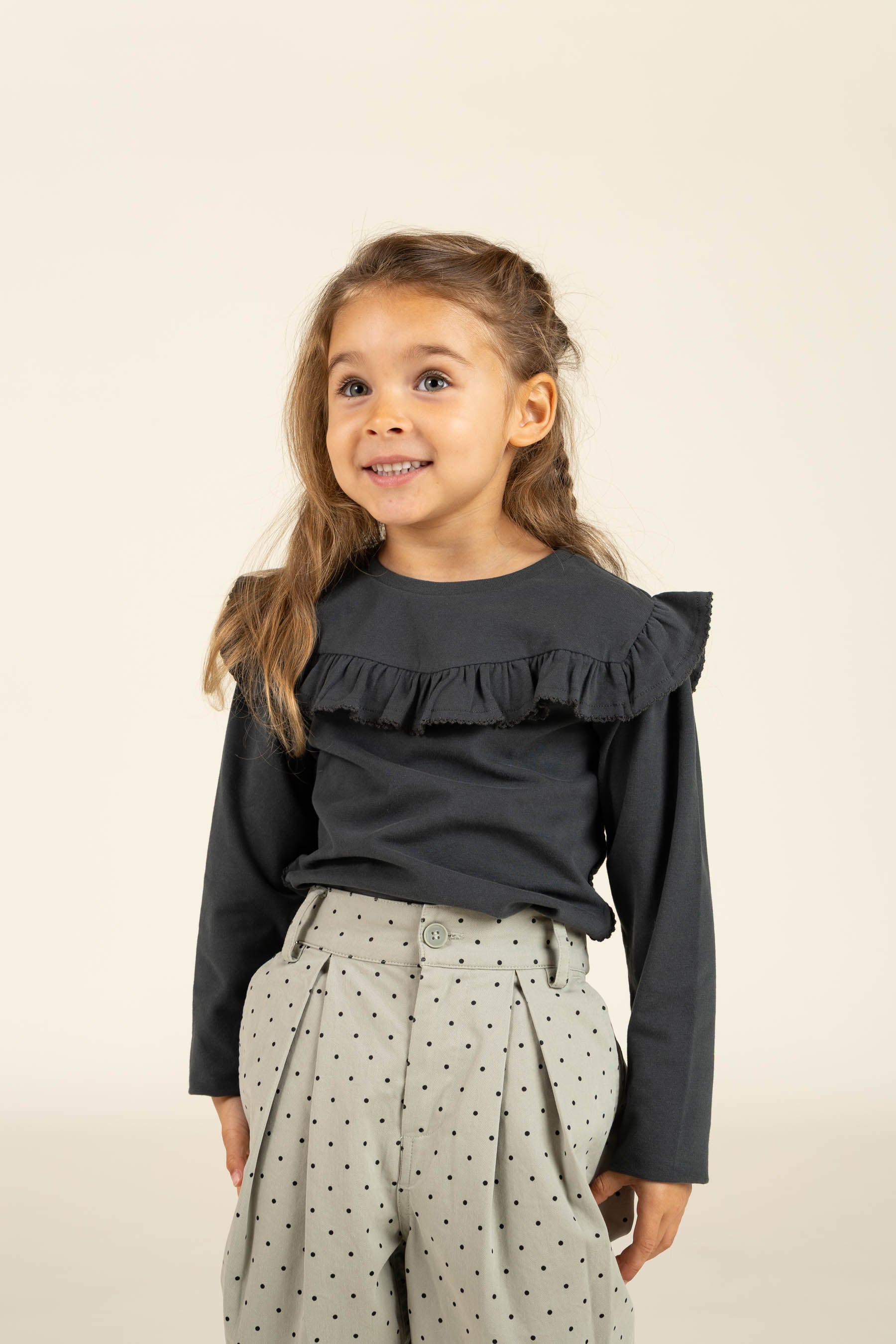 Twill-Bukser med prikker - Kids - Dusty Green | 100616 Iris