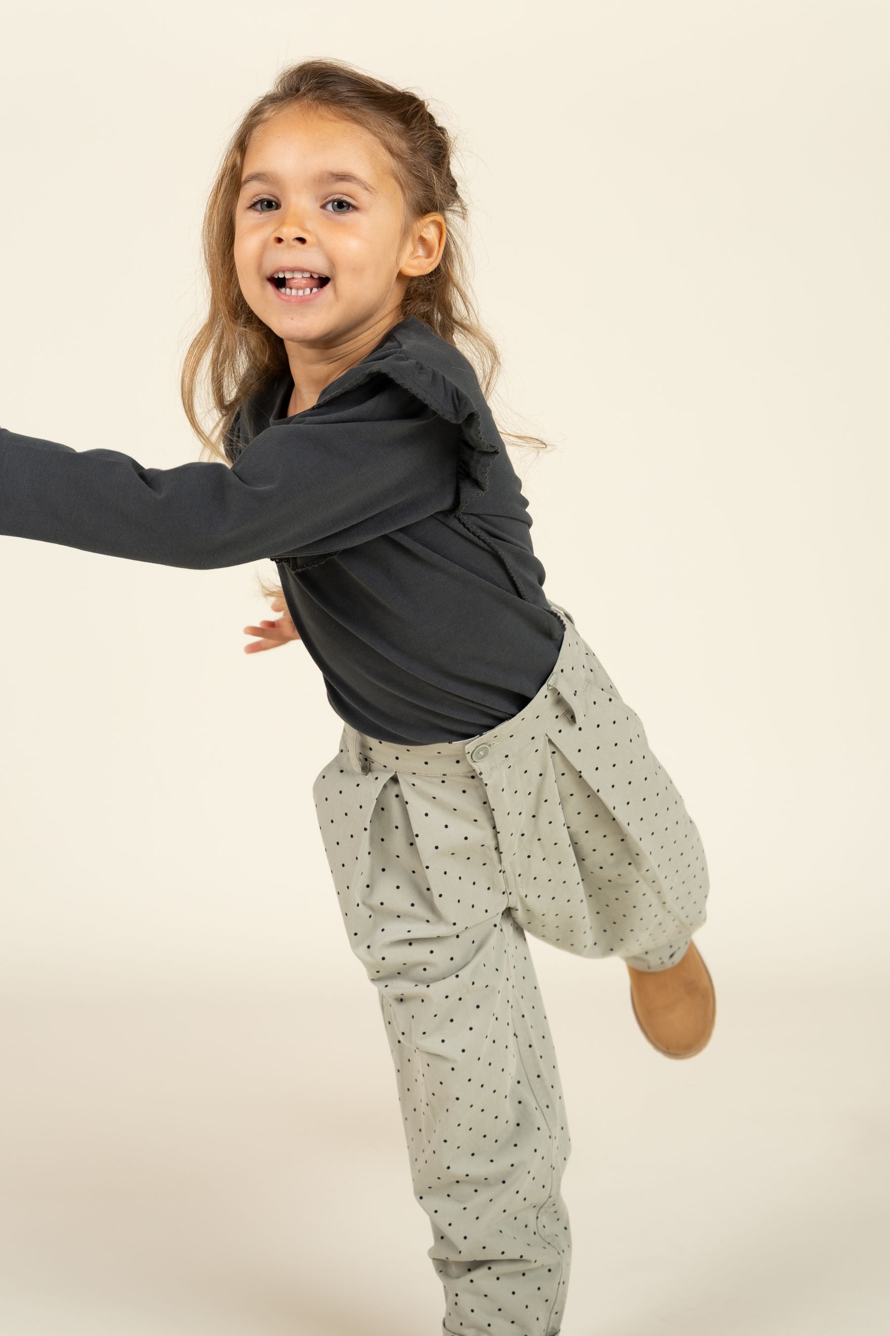 Twill-Bukser med prikker - Kids - Dusty Green | 100616 Iris