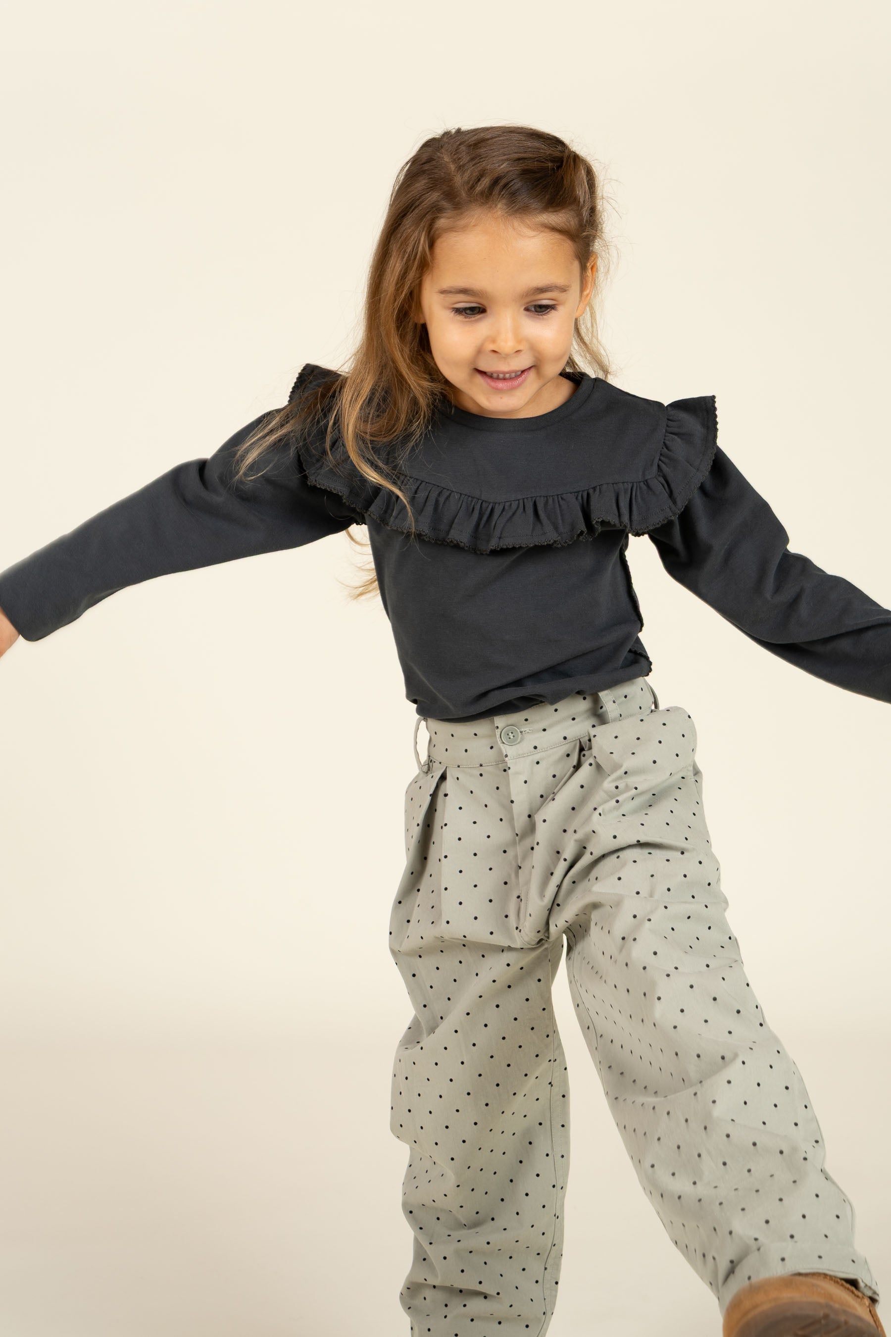 Jersey-bluse med flæser - Kids - Forrest Green | 100866 Talia