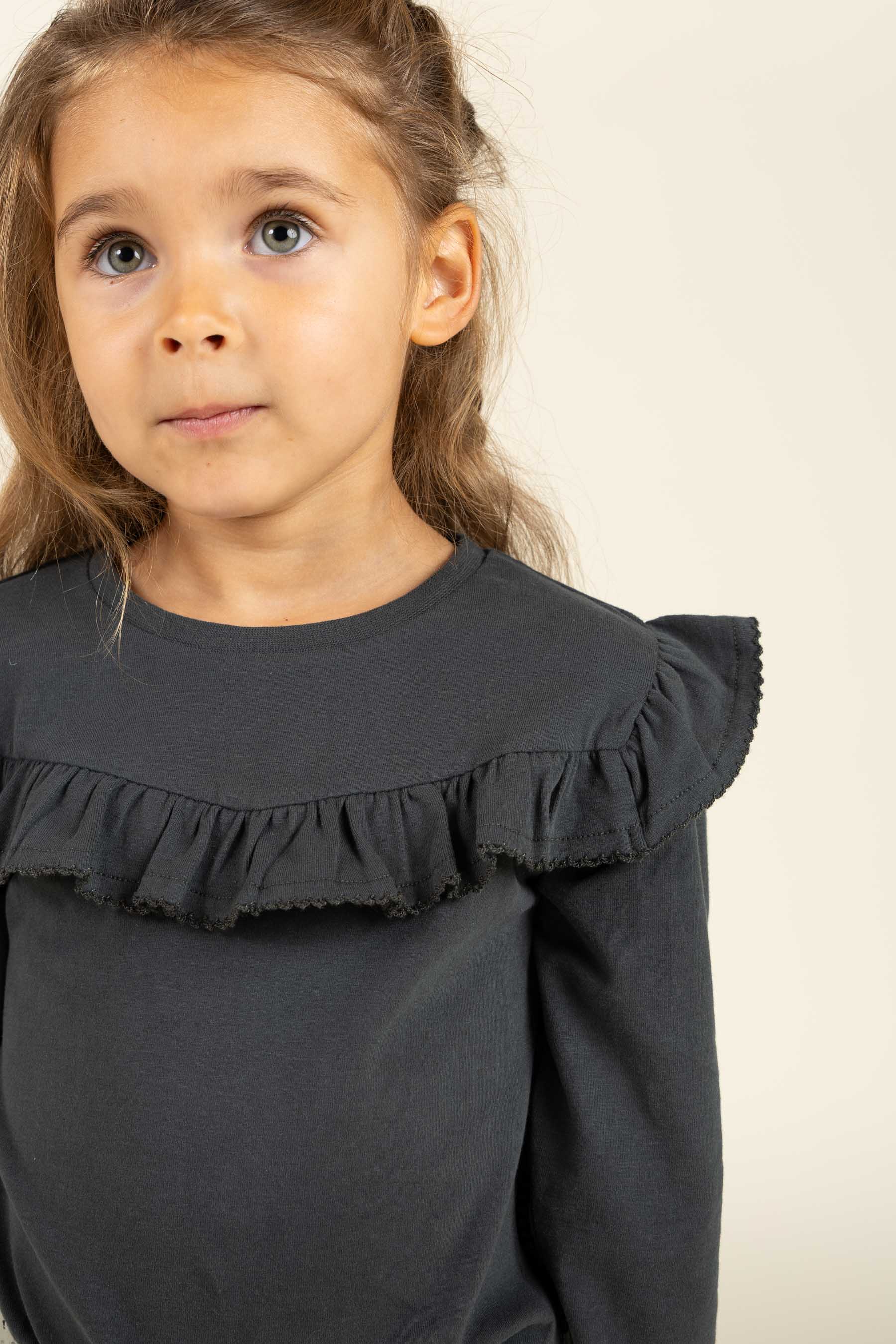Jersey-bluse med flæser - Kids - Forrest Green | 100866 Talia
