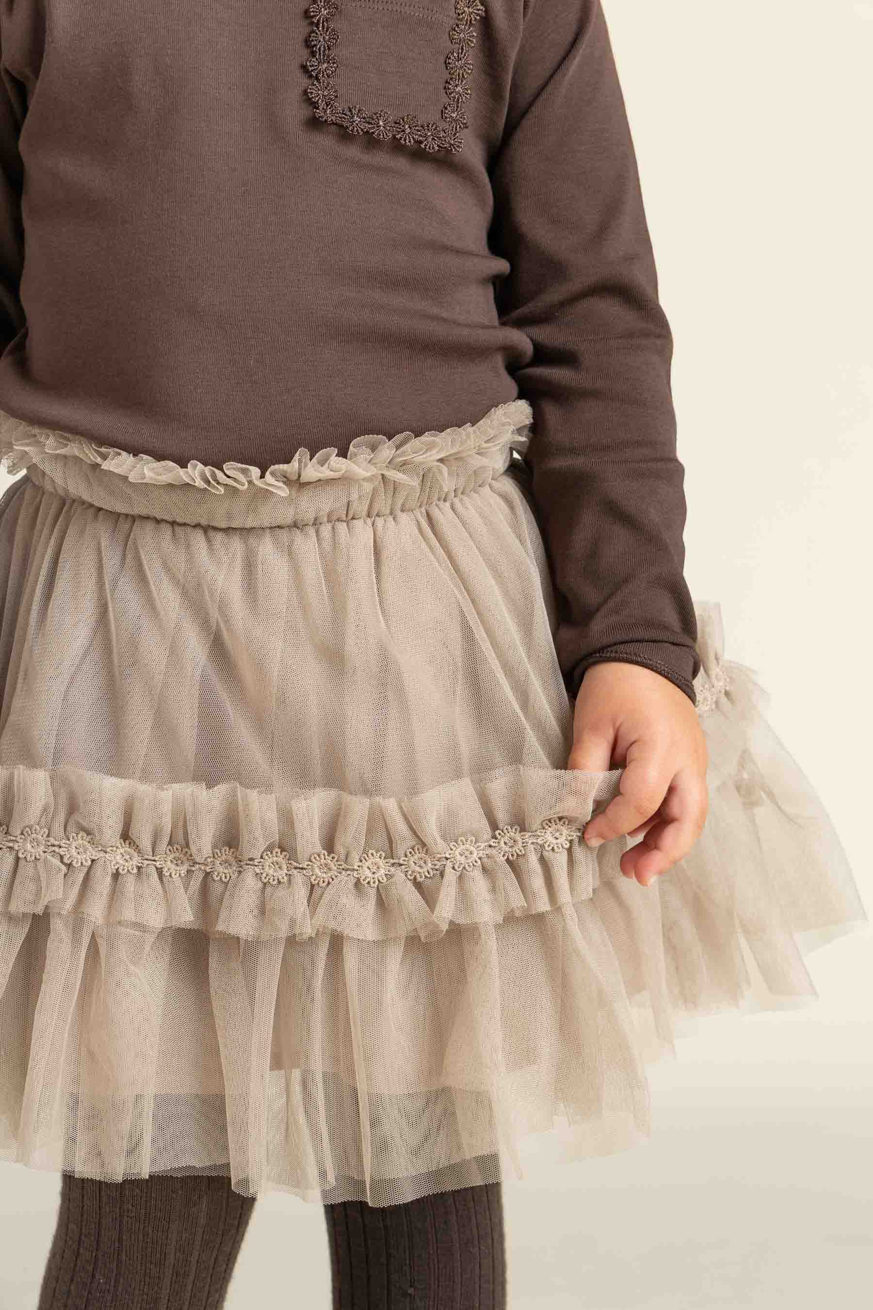 Langærmet T-shirt med brystlomme - Kids - Chocolate | 100870 Sienna