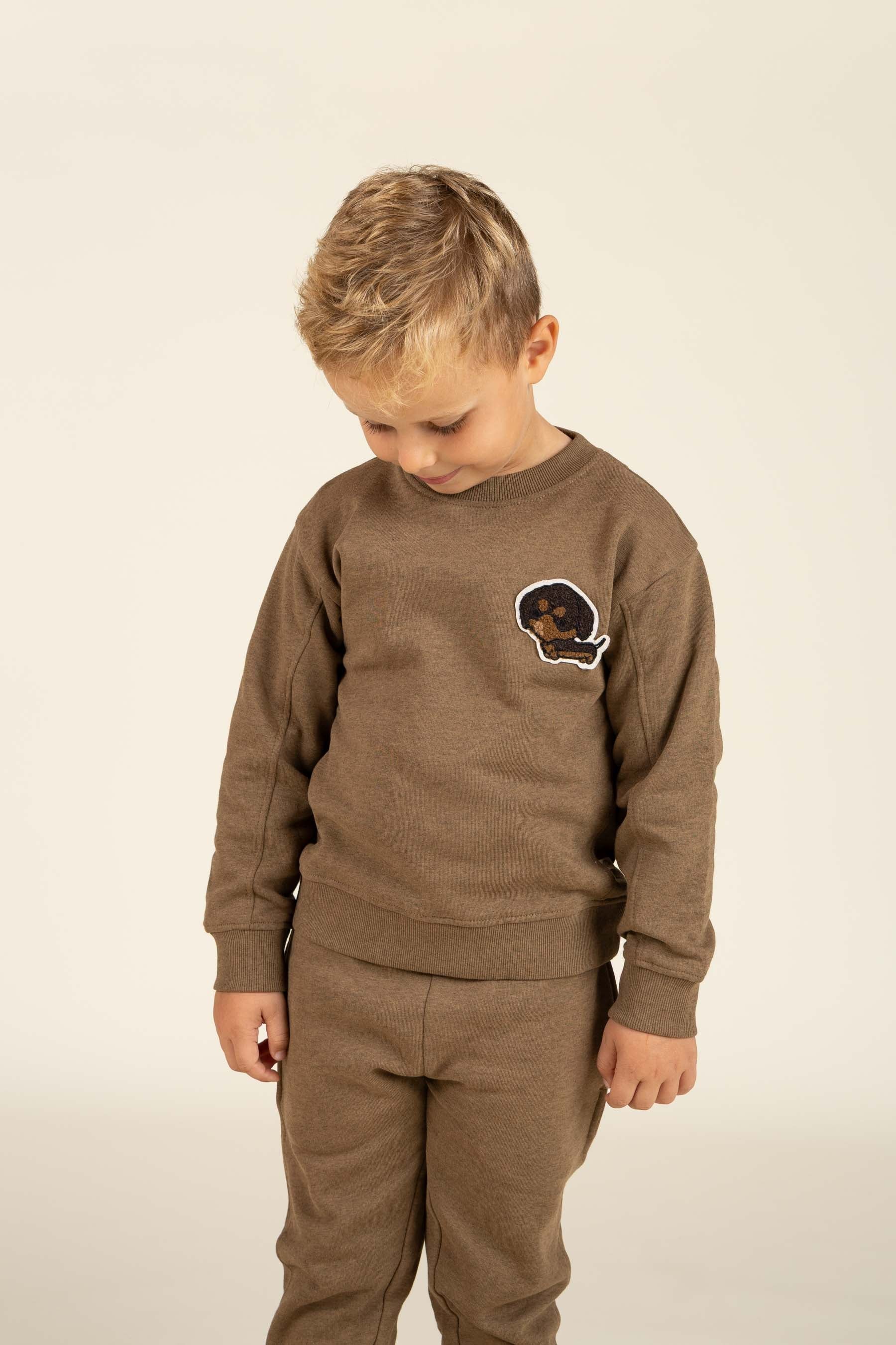 Sweatshirt med rund hals - Kids - Coffe Melange | 100890 Justin