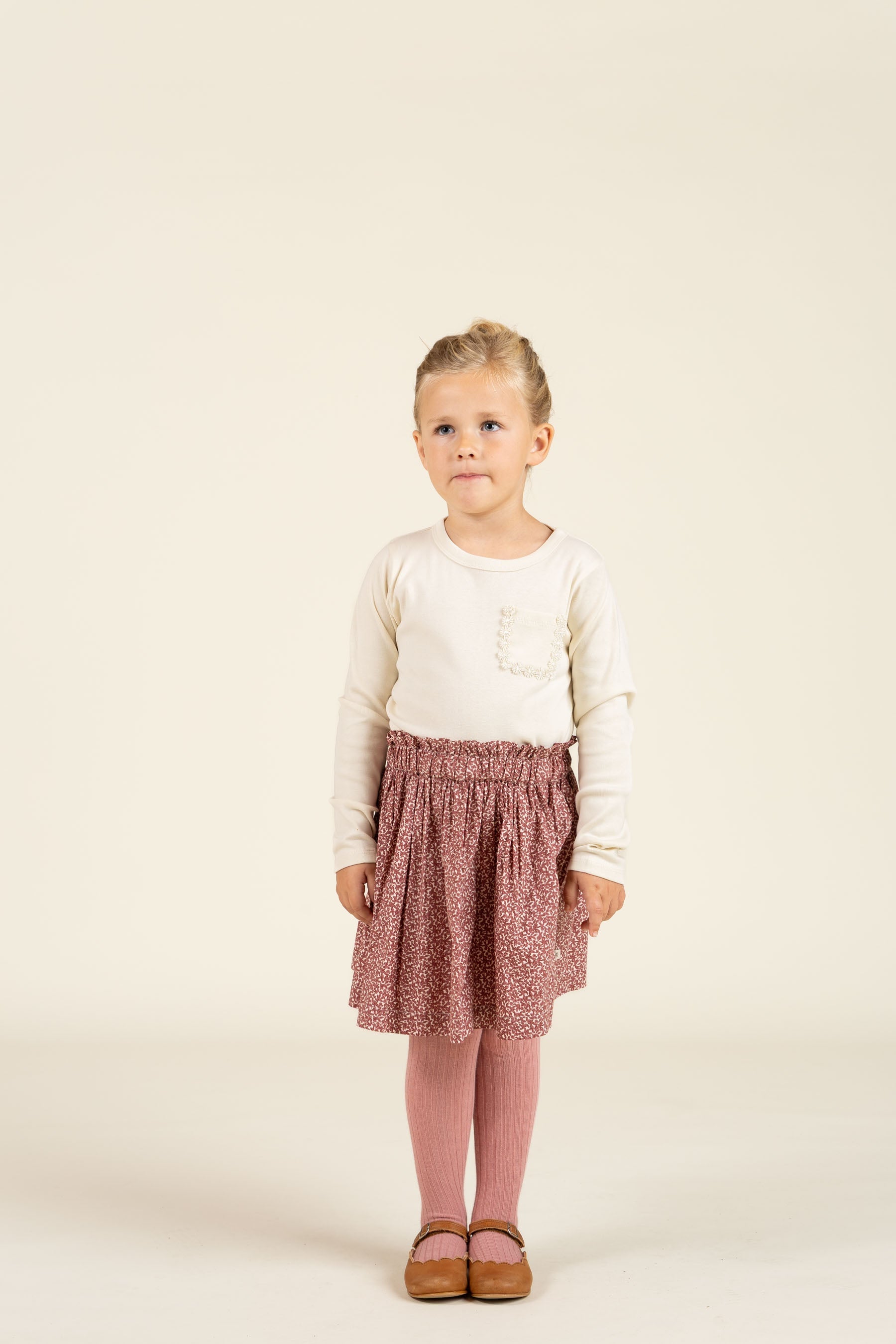 Nederdel Bomulds-Poplin med print - Kids - Vintage Red | 100796 Allie