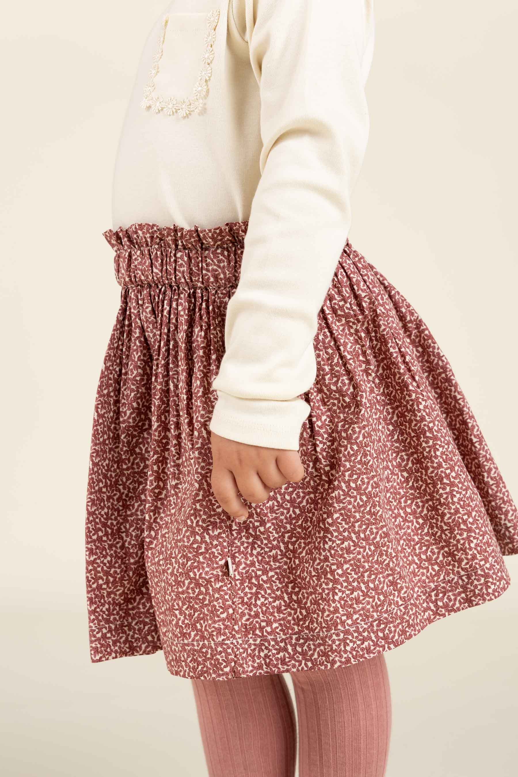 Nederdel i Printet bomulds-poplin - Kids - Vintage Red | 100796 Allie