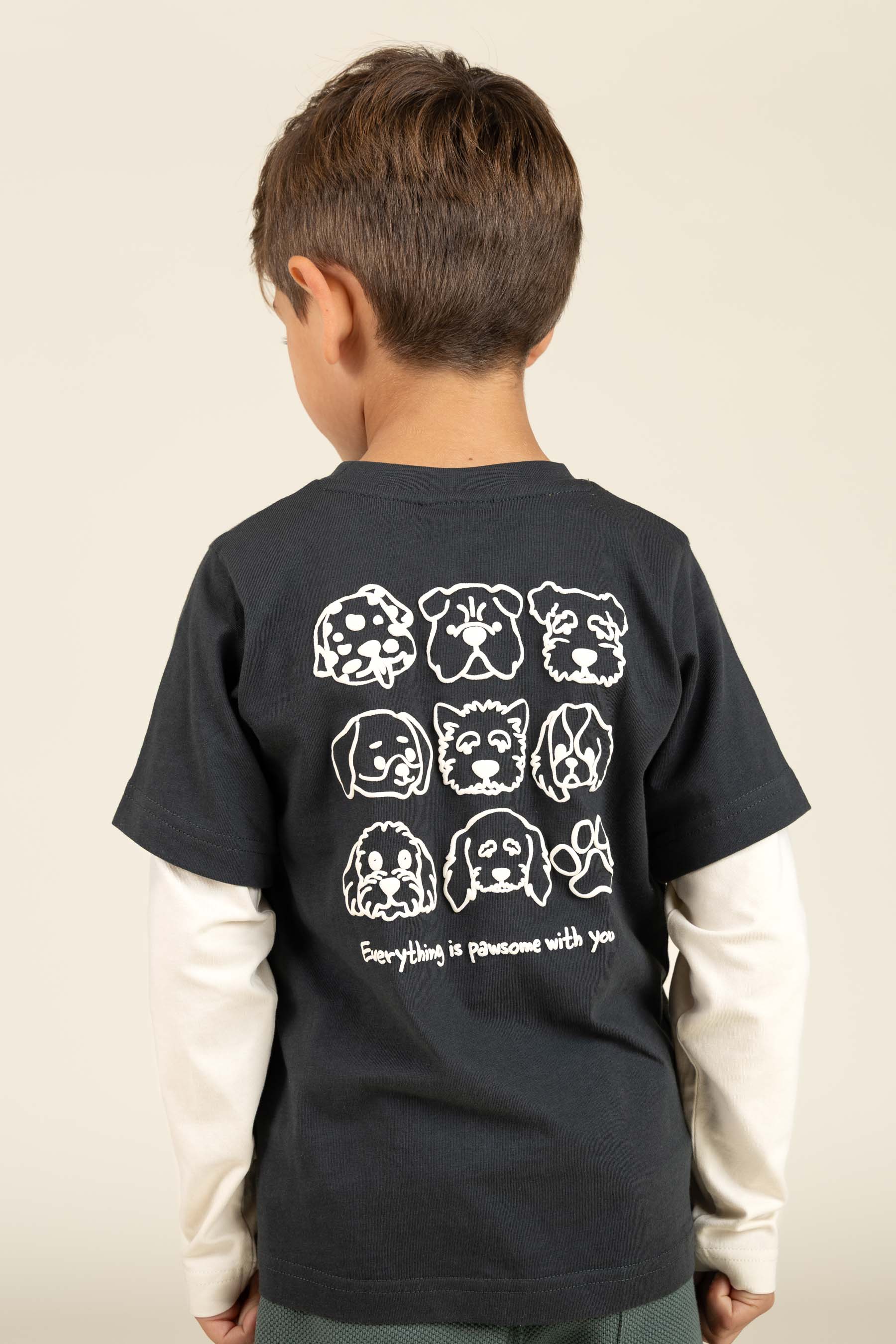 Boxy T-shirt med dobbeltærmer - Kids - Forest Green | 100840 Alex