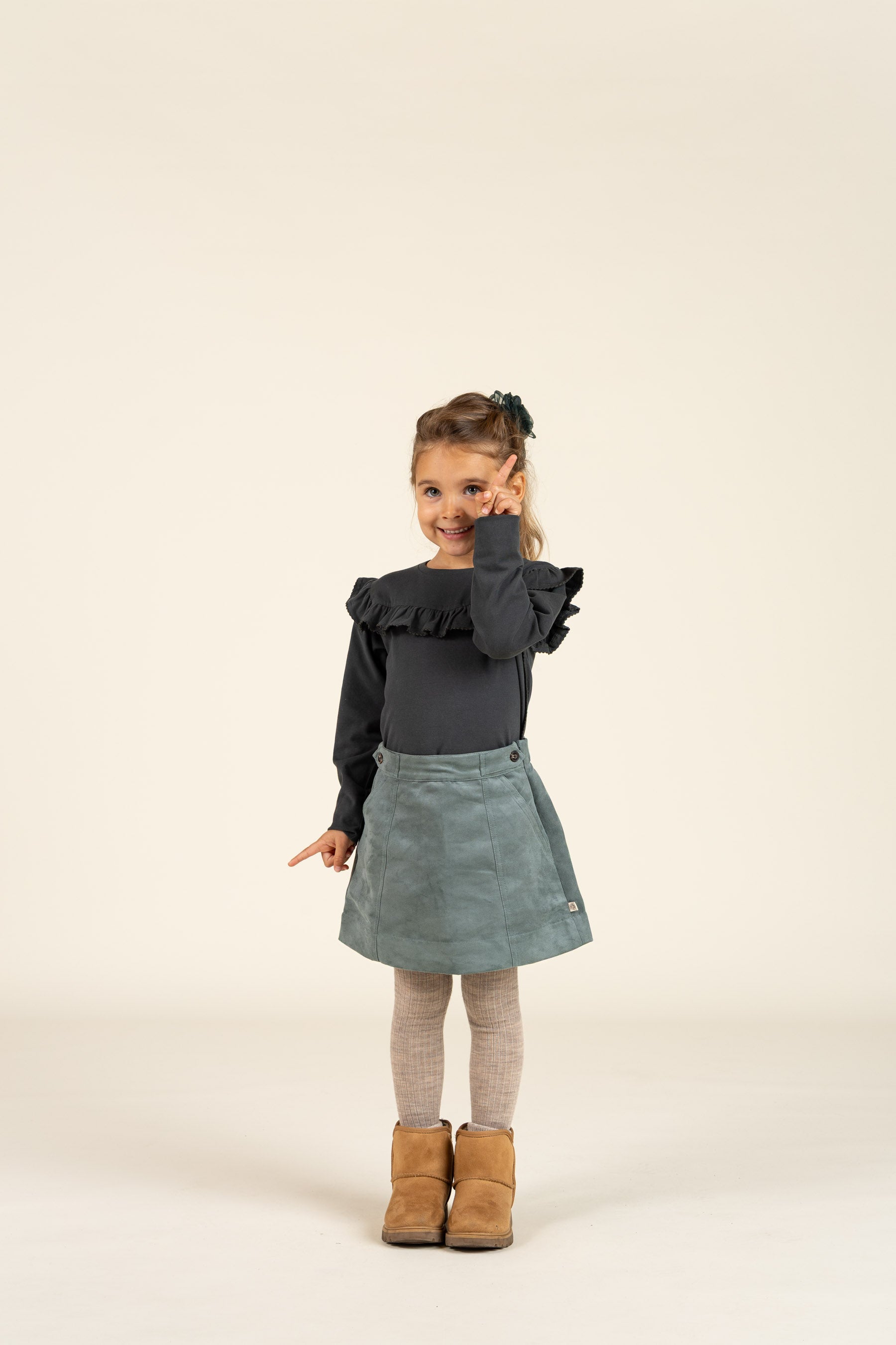 Jersey-bluse med flæser - Kids - Forrest Green | 100866 Talia