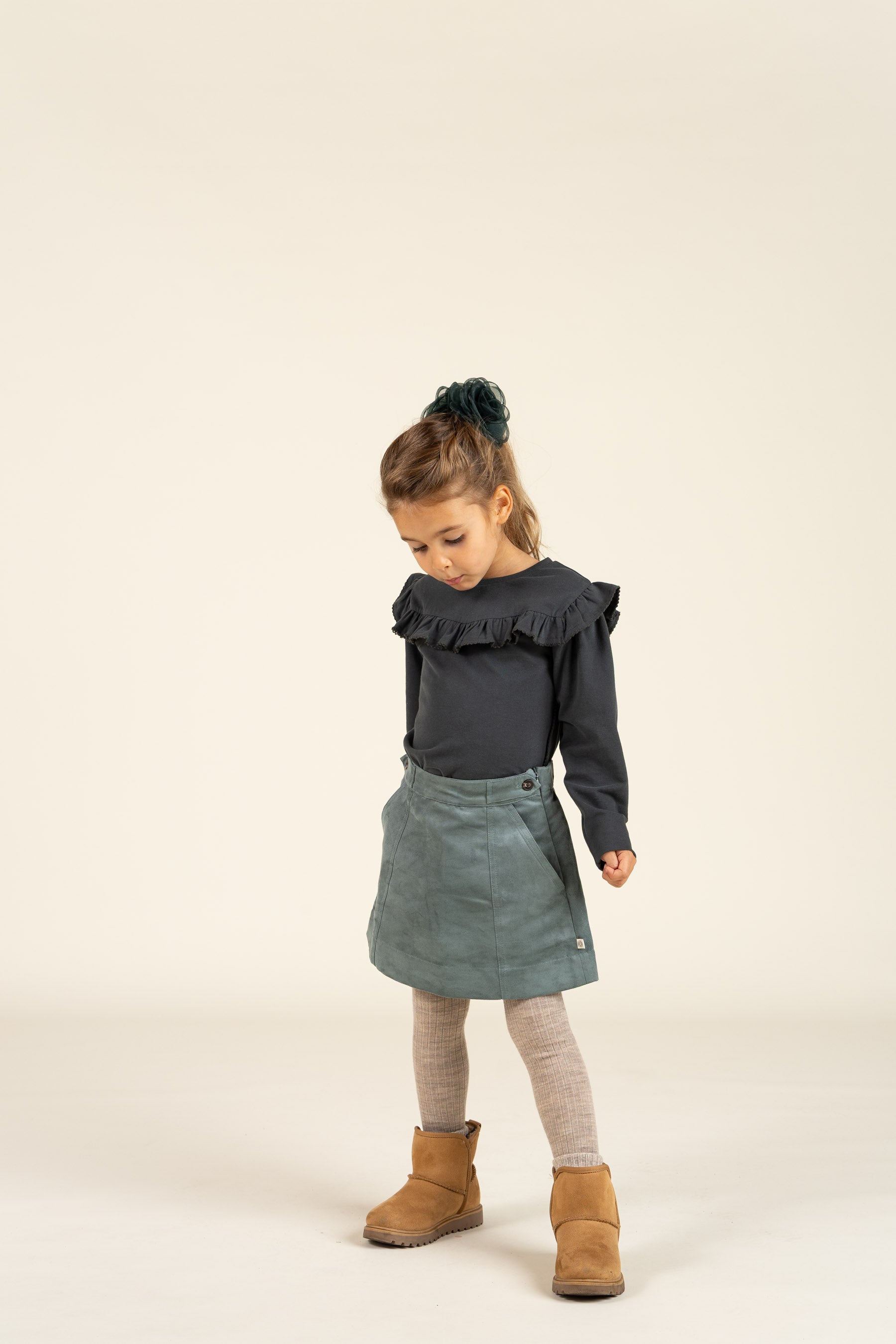Nederdel i imiteret ruskind - Kids - Dusty Dark Green | 100594 Selene