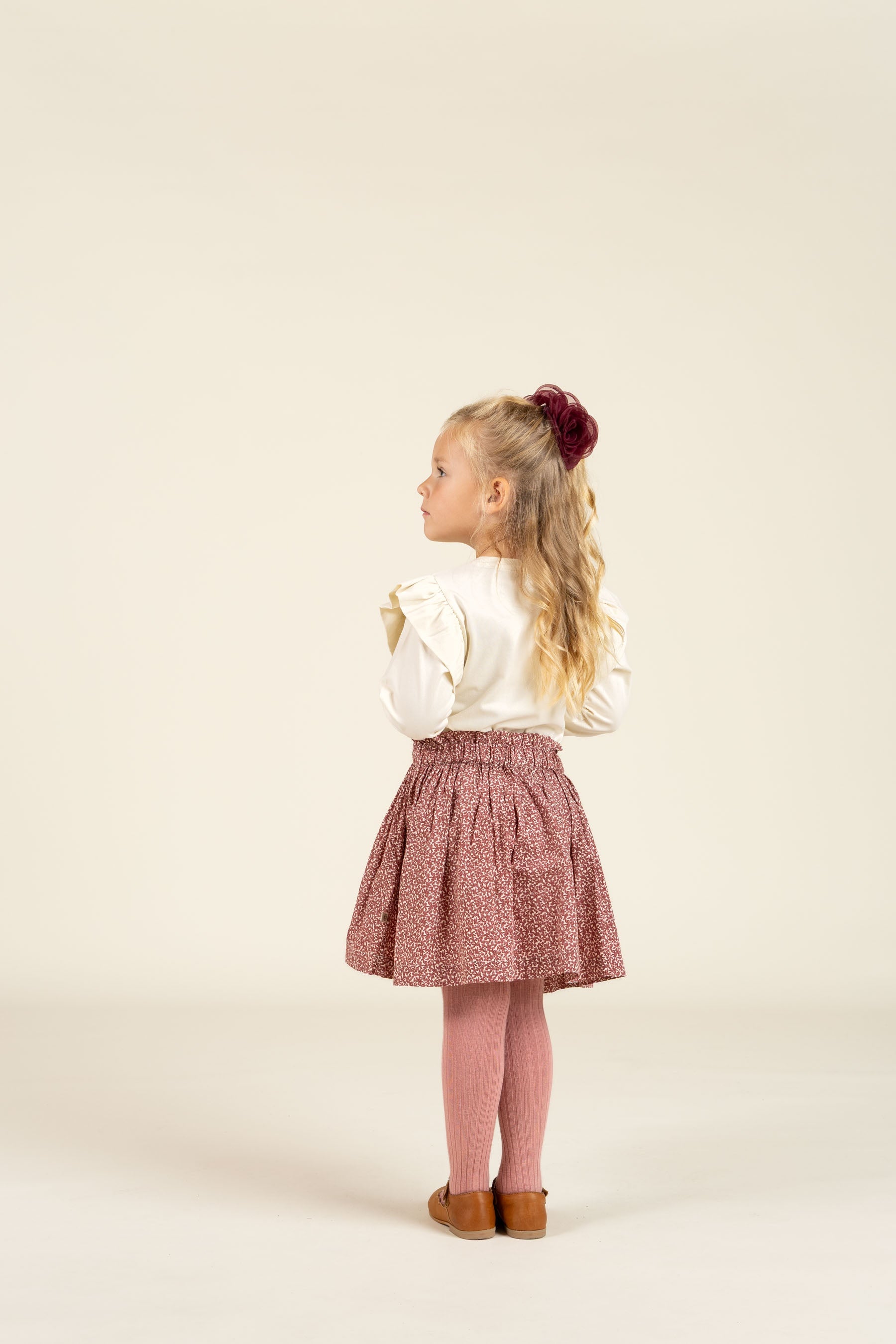 Jersey Bluse med flæseærmer og Print foran - Kids - Off White | 100844 Demi