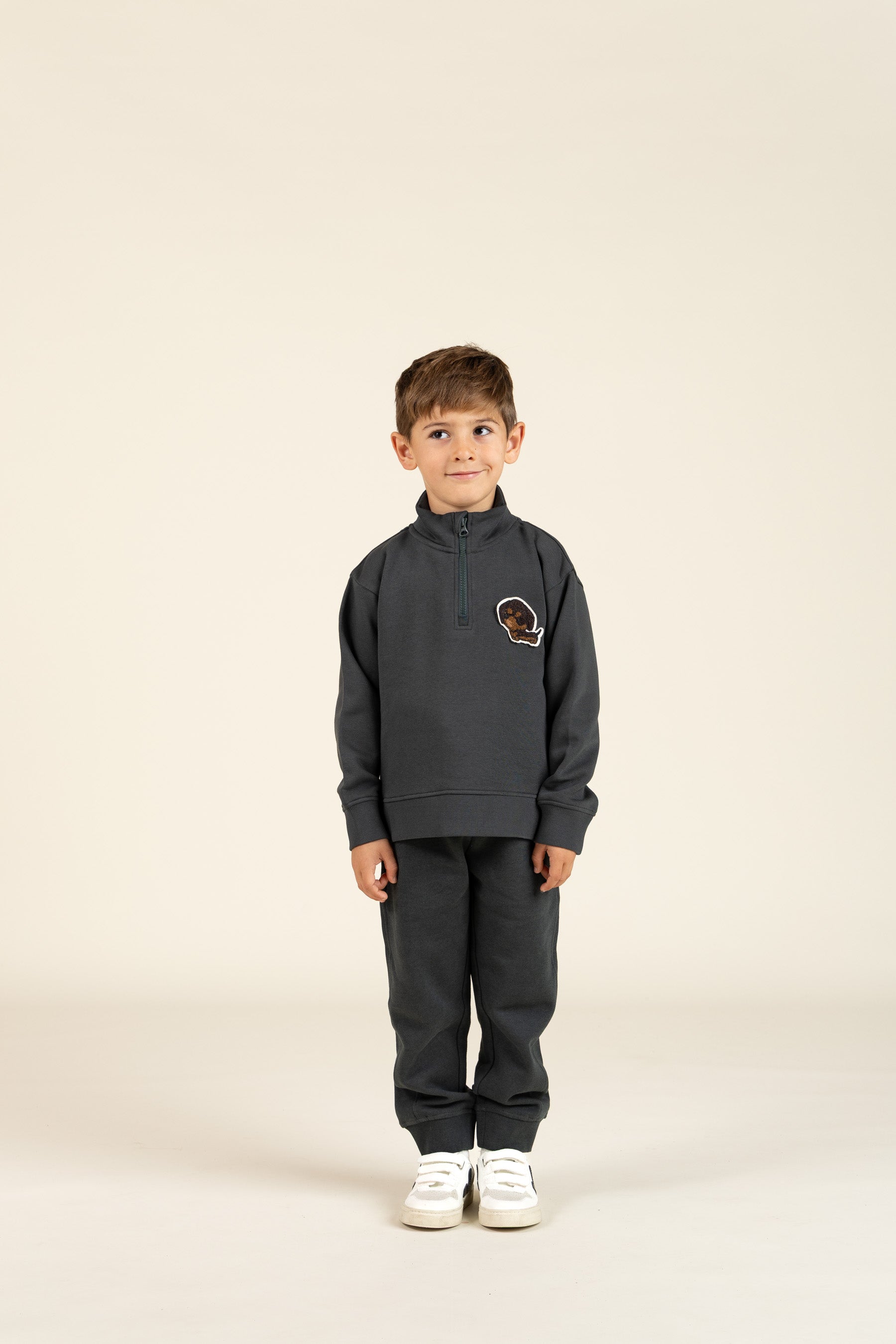 Sweatshirt med kort lynlås - Kids - Forest Green | 100810 Tristan