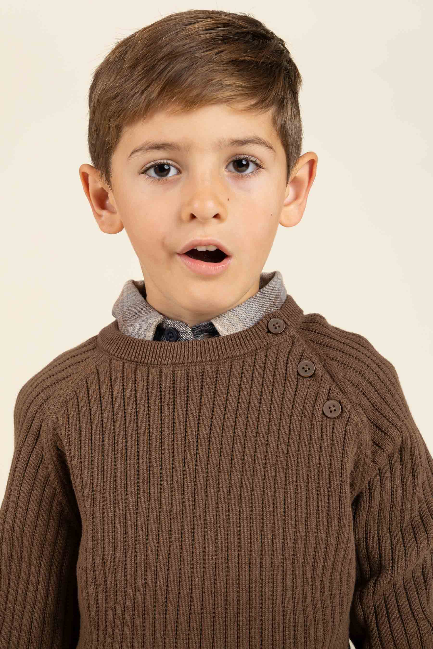 Strikket Bomuldssweater - Kids - Coffee | 100691 Jett