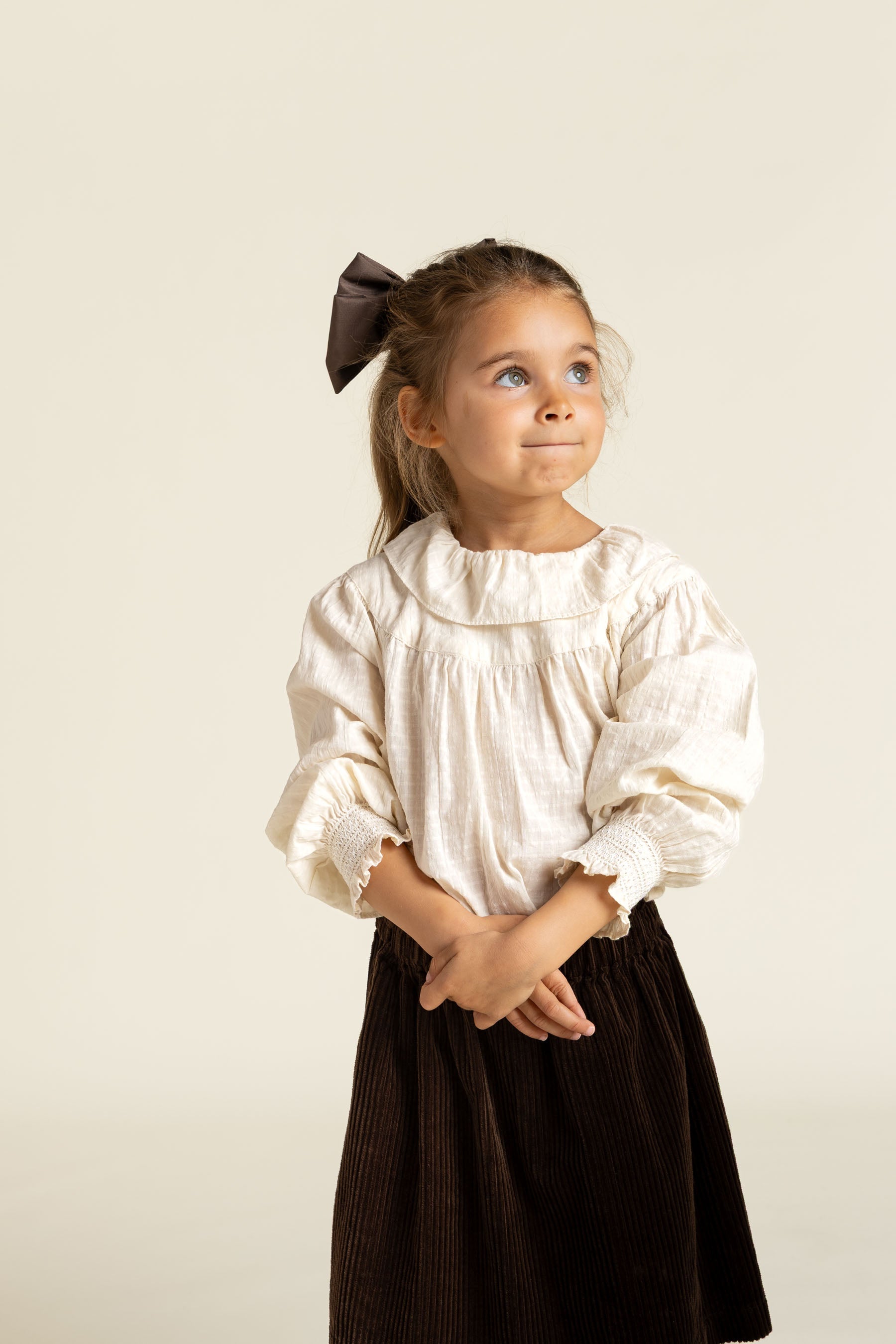 Bomulds-Bluse med krave - Kids - Off White | 100883 Claire