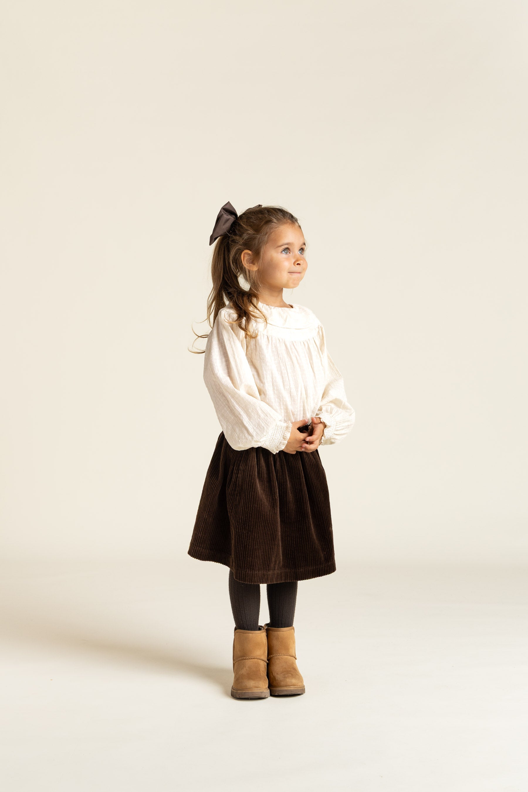 Bomulds-Bluse med krave - Kids - Off White | 100883 Claire