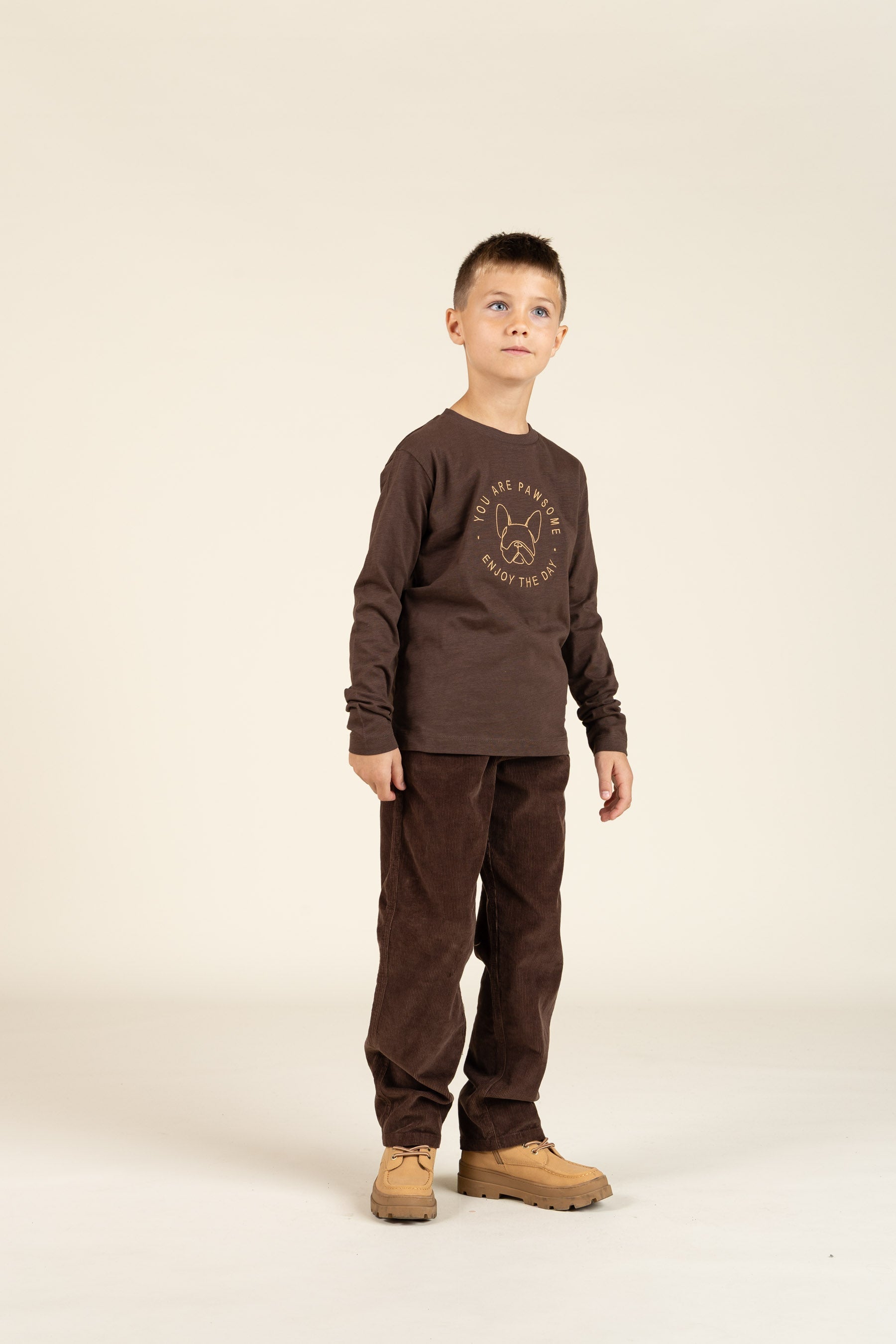 Langærmet T-shirt i Slub Jersey - Tween - Chocolate | 100833 Kevin