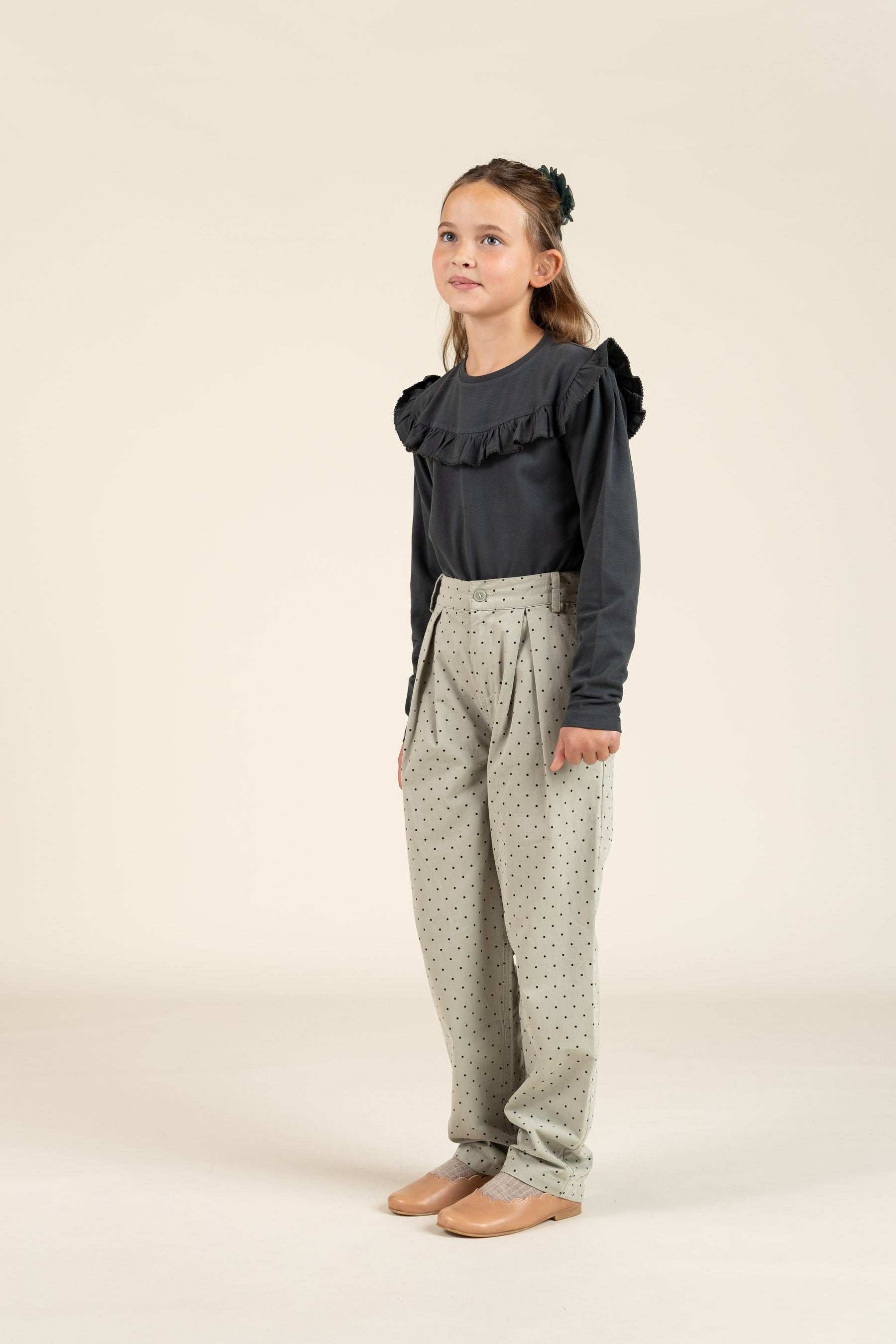 Twill-Bukser med prikker - Tween - Dusty Green | 100617 Iris