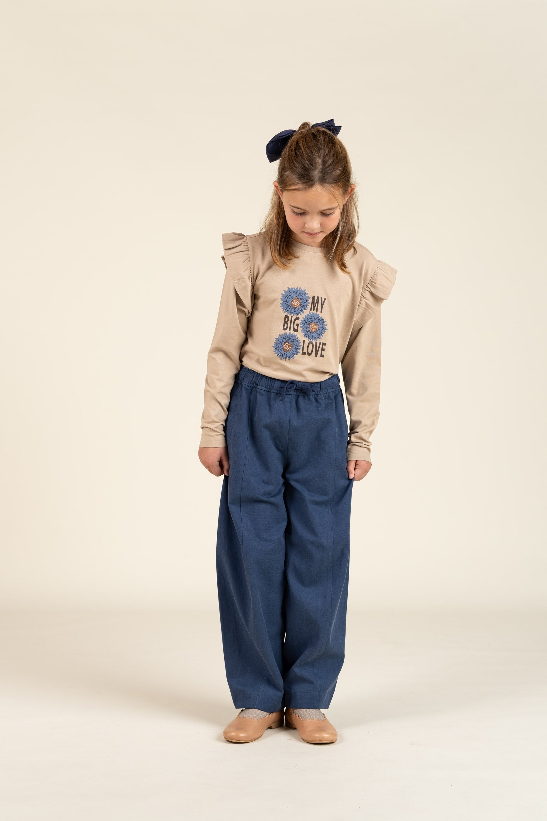 Barrel-leg bukser i Tencel - Tween - Dusty Cobalt | 100134 Asta