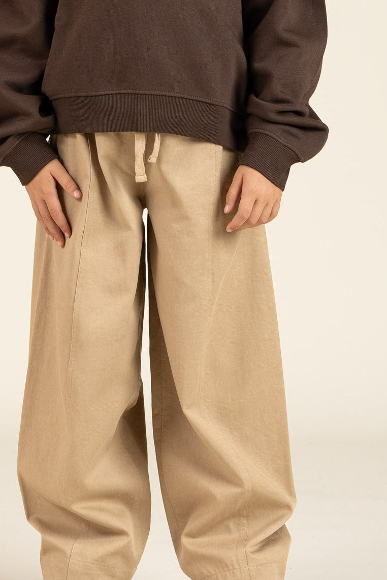 Barrel-leg bukser i Tencel - Tween - Beige | 100135 Asta
