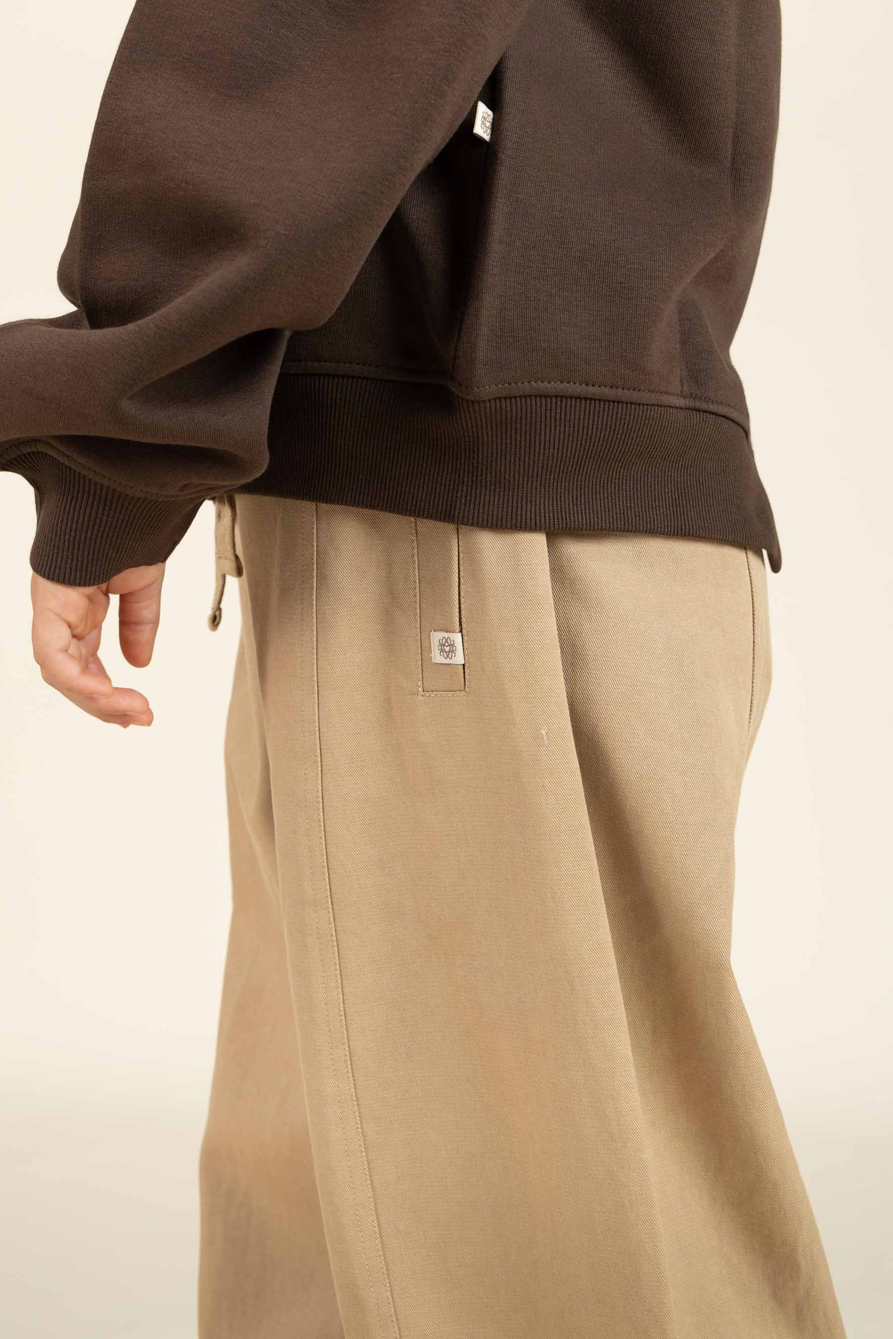 Barrel-leg bukser i Tencel - Tween - Beige | 100135 Asta