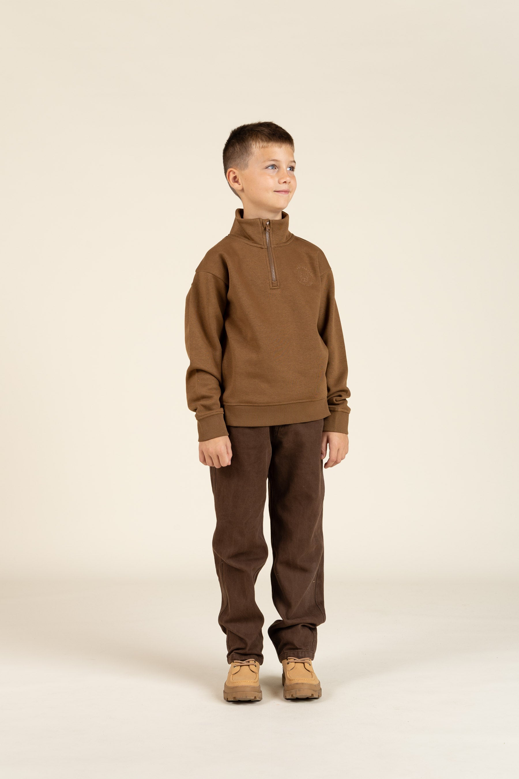 Sweatshirt med kort lynlås - Tween - Coffee | 100809 Tristan