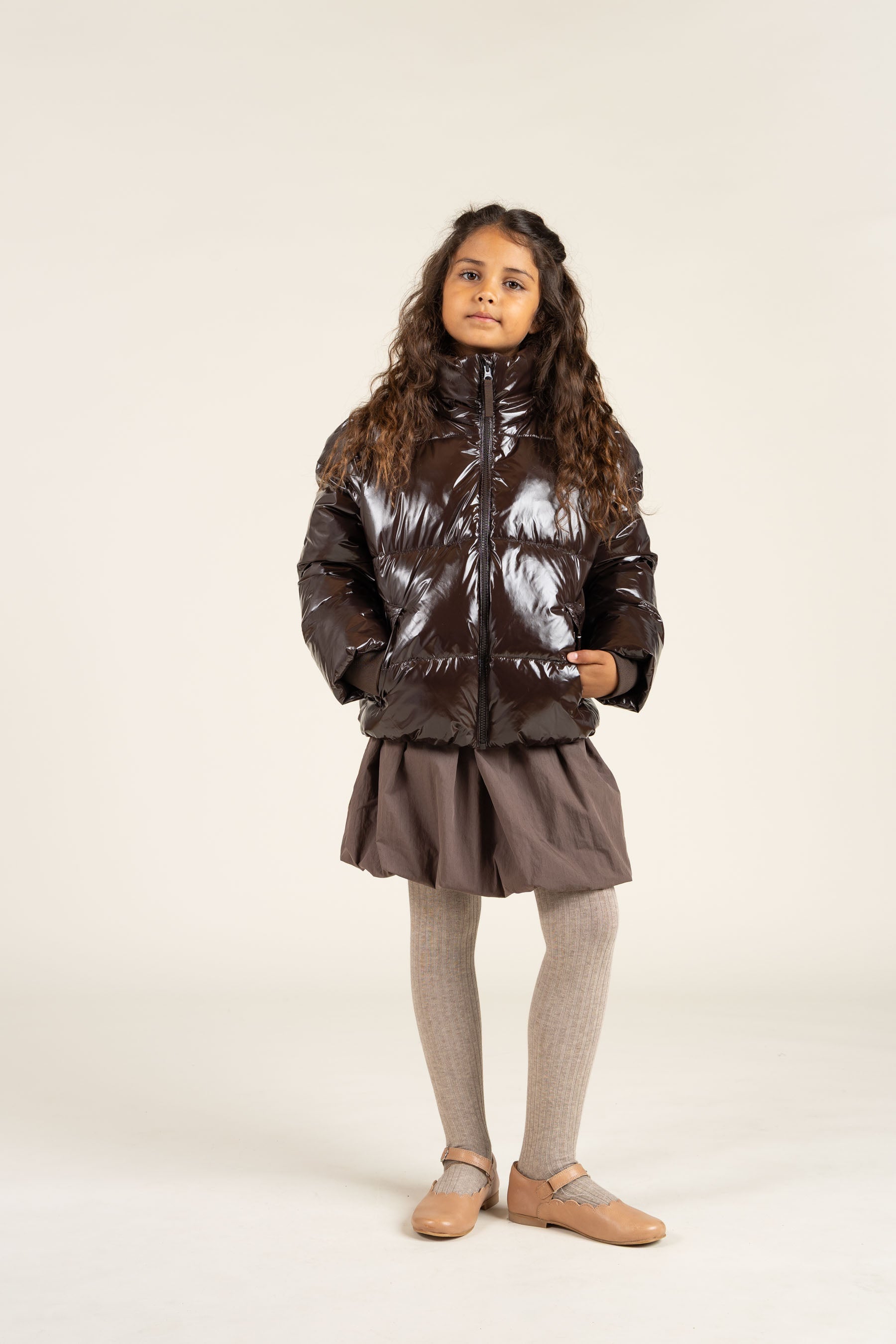 Shinny Pufferjakke - Tween - Chocolate | 100532 Violet