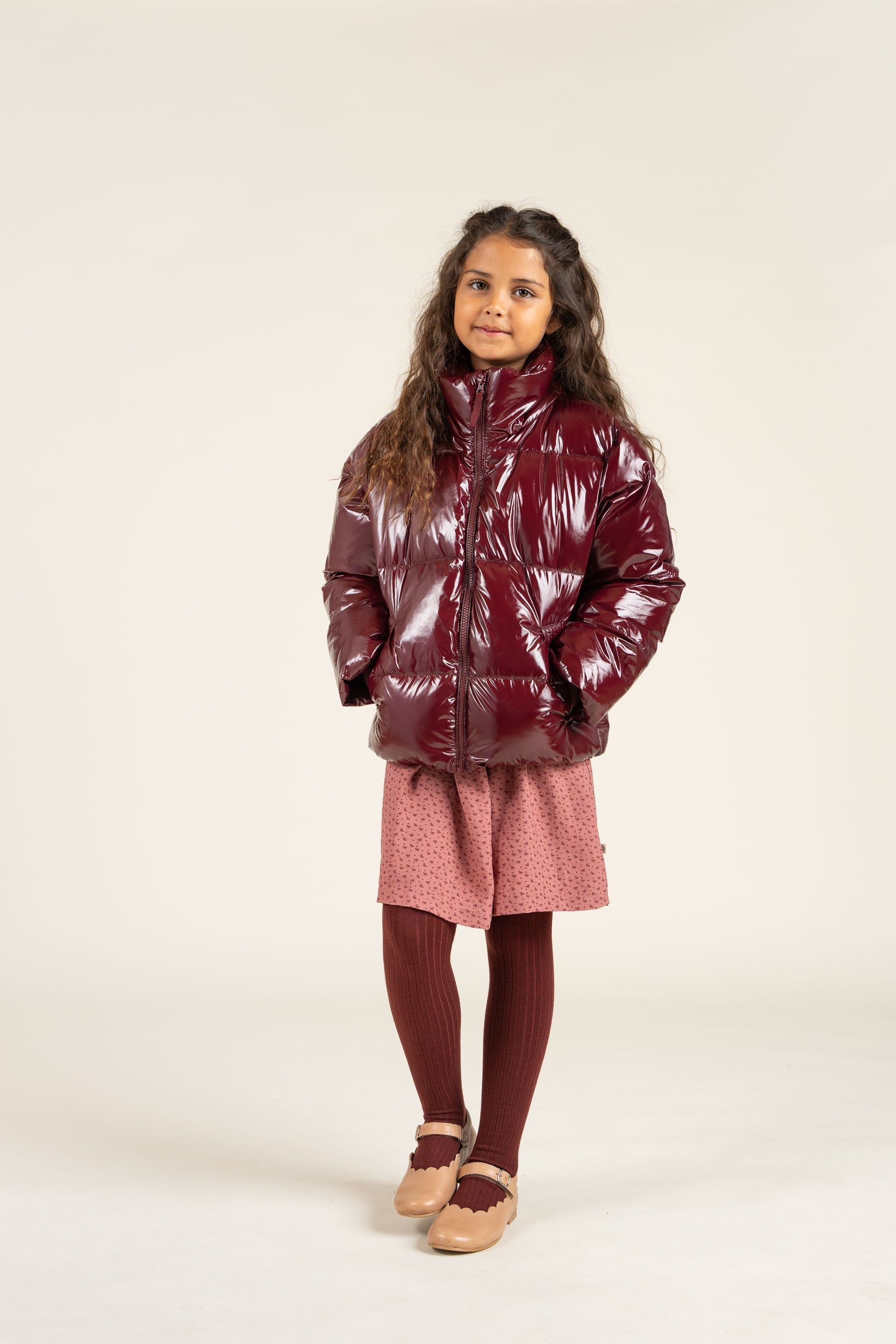 Shinny Pufferjakke - Tween - Burgundy | 100531 Violet