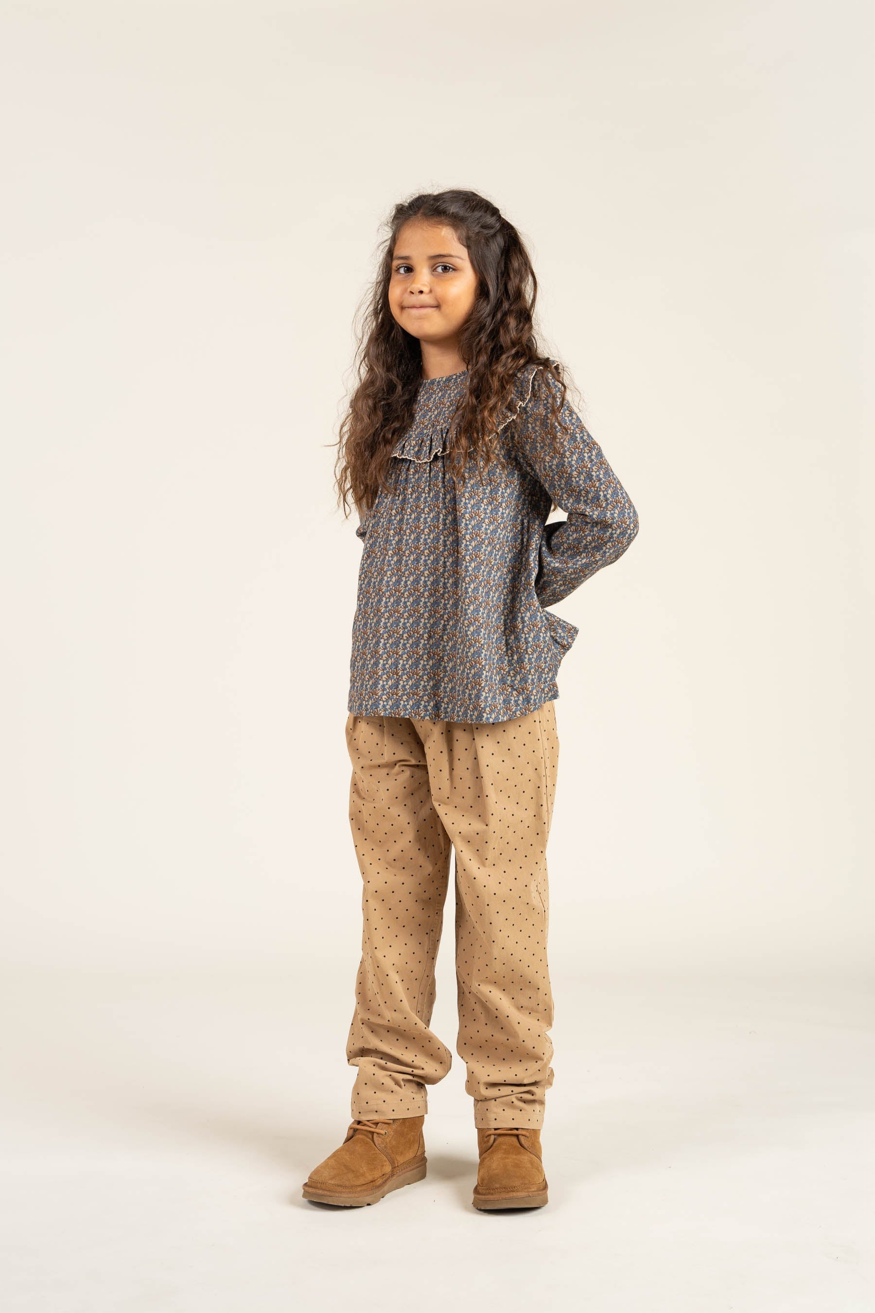 Vendbar Bluse i Printet Bomuld - Tween - Blue / Brown | 100730 Maggie