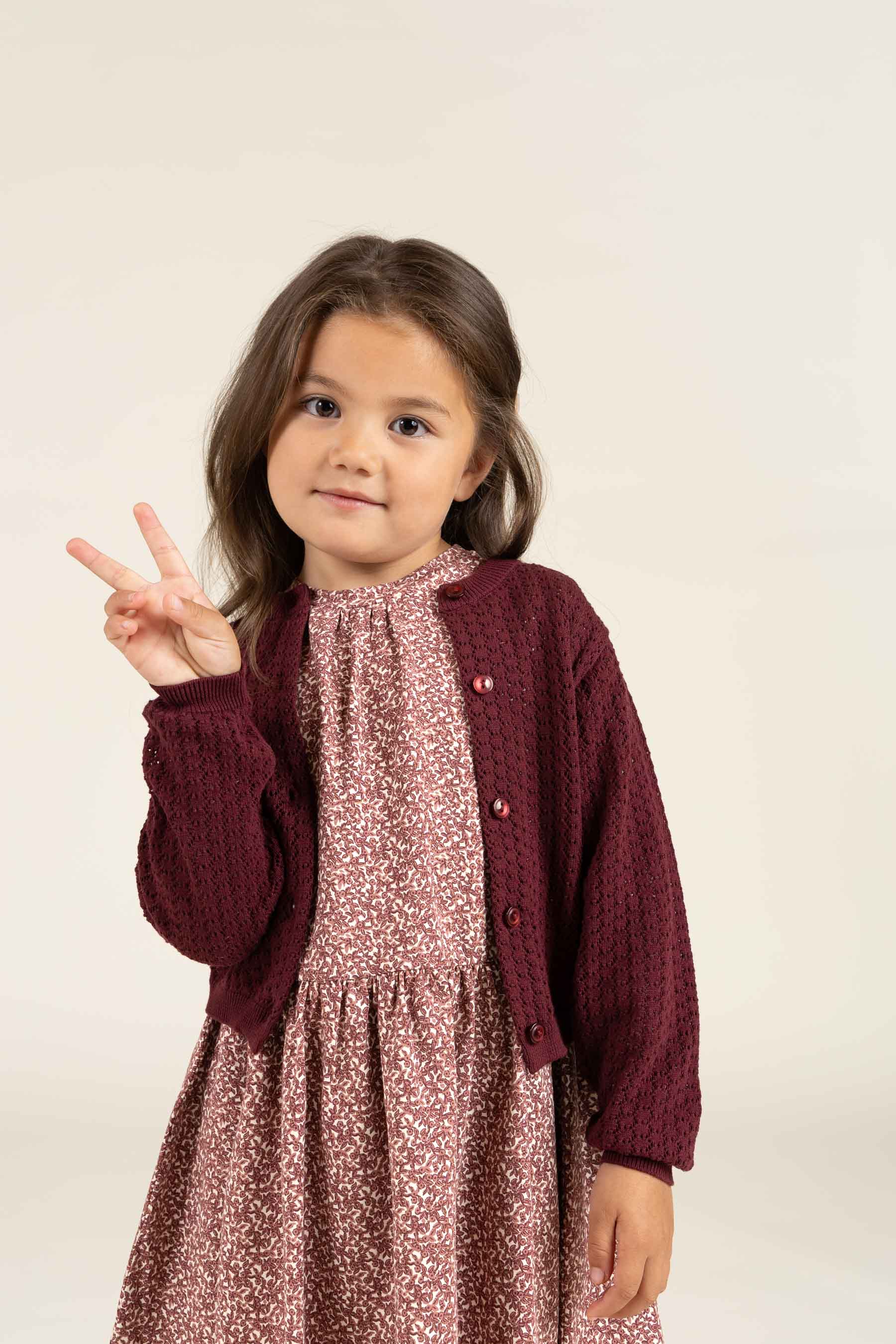 Kjole i Printet Jersey - Kids - Vintage Red | 100762 Ada