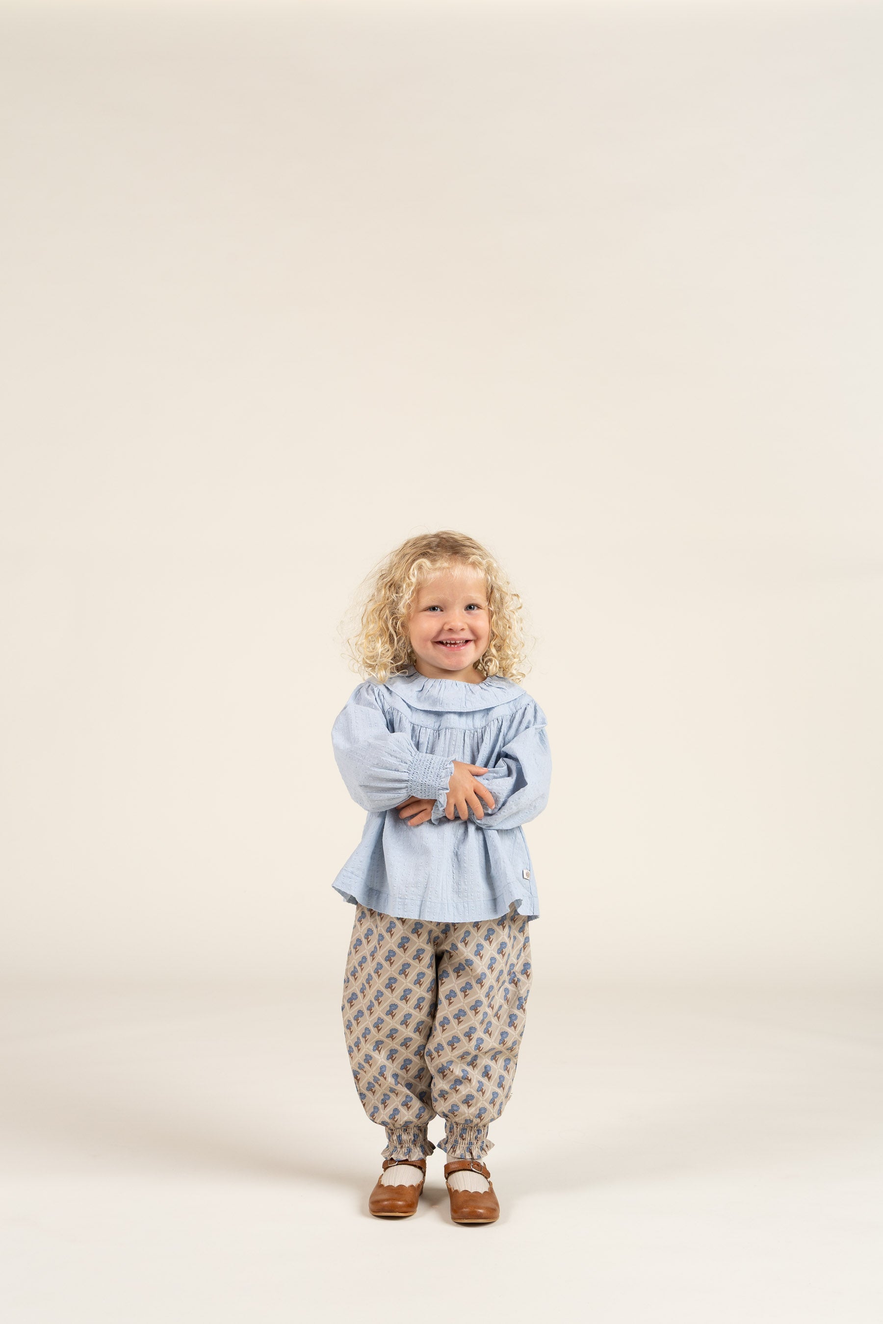 Bomulds-Bluse med krave - Kids - Light Blue | 100885 Claire