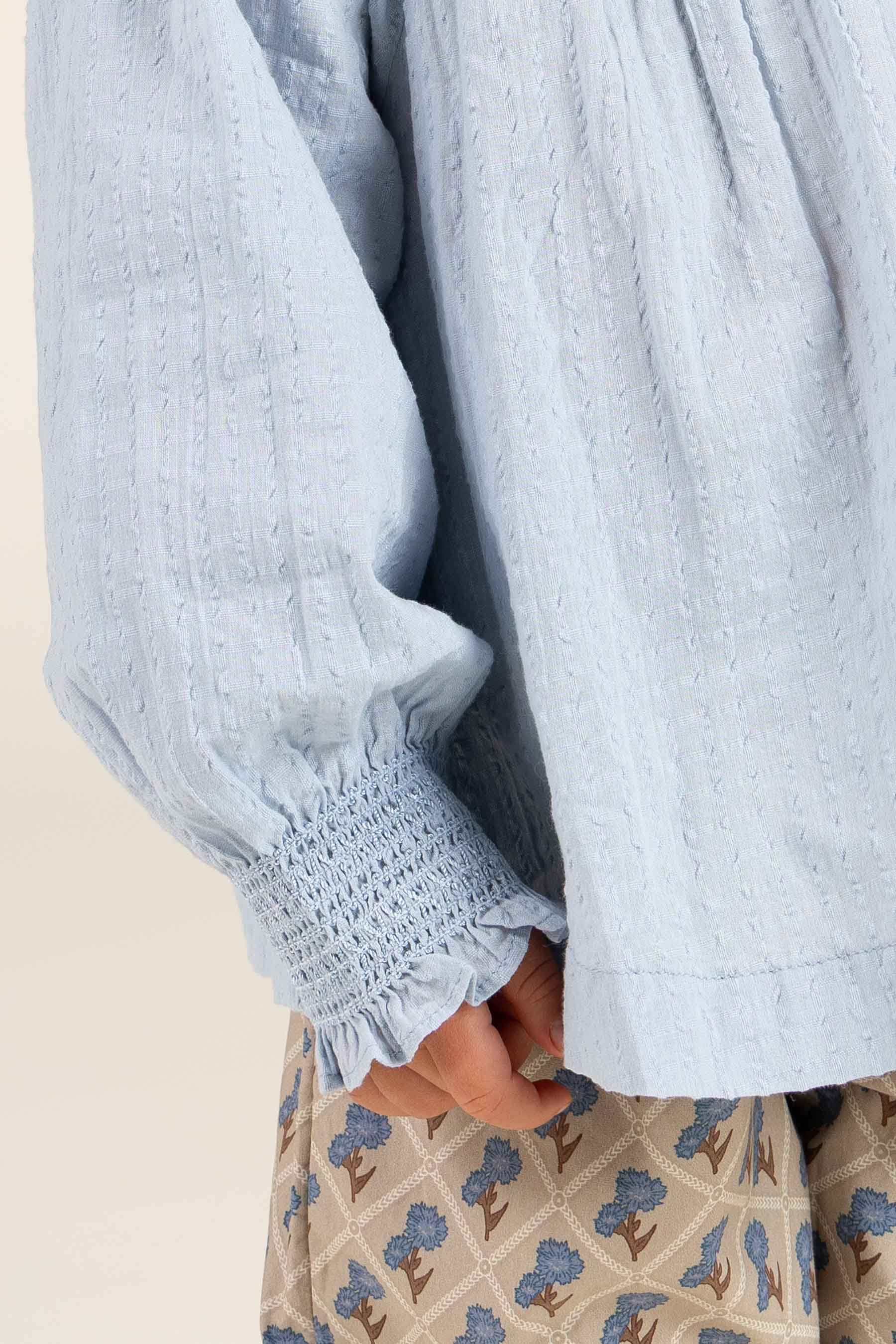Bomulds-Bluse med krave - Kids - Light Blue | 100885 Claire