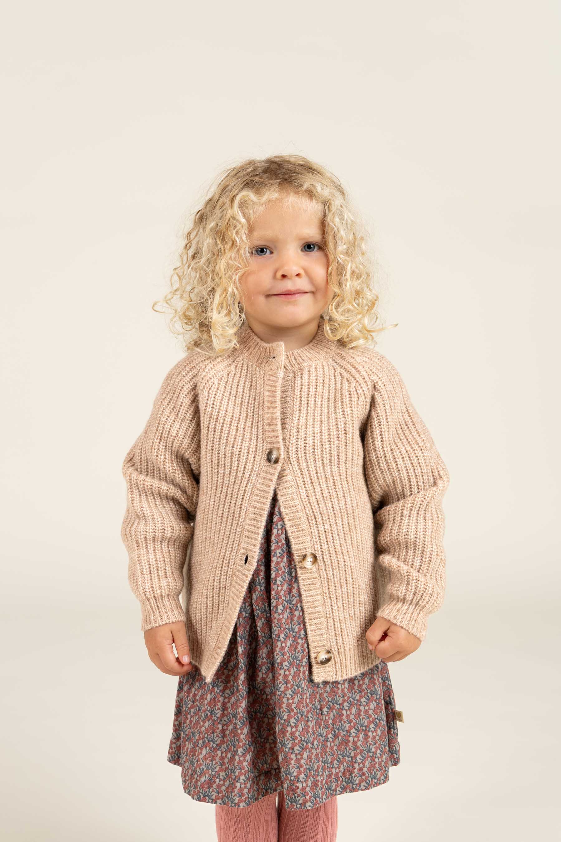 unisex Cardigan i Uldmix - Kids - Beige Melange | 100748 Cork