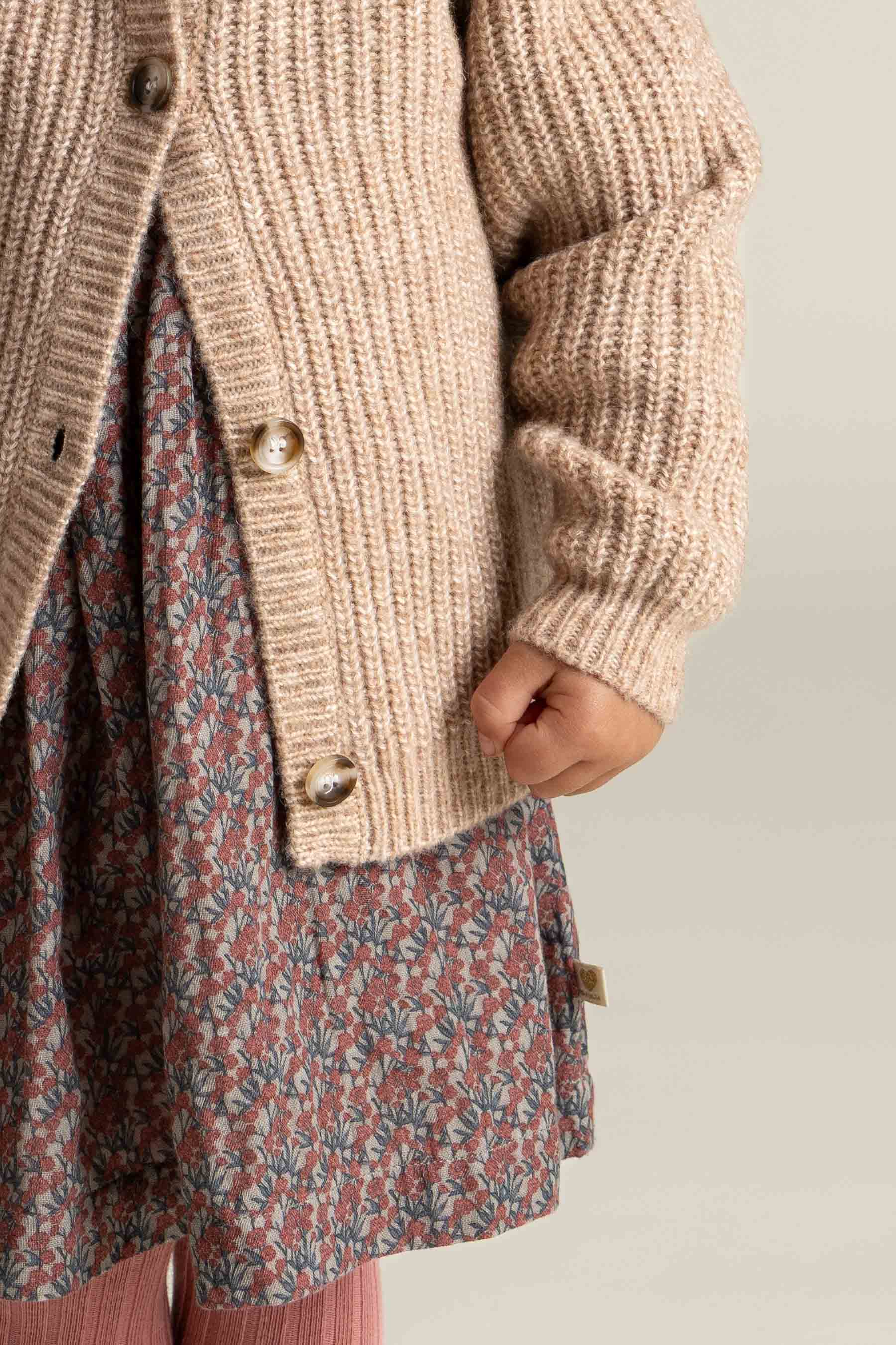 unisex Cardigan i Uldmix - Kids - Beige Melange | 100748 Cork
