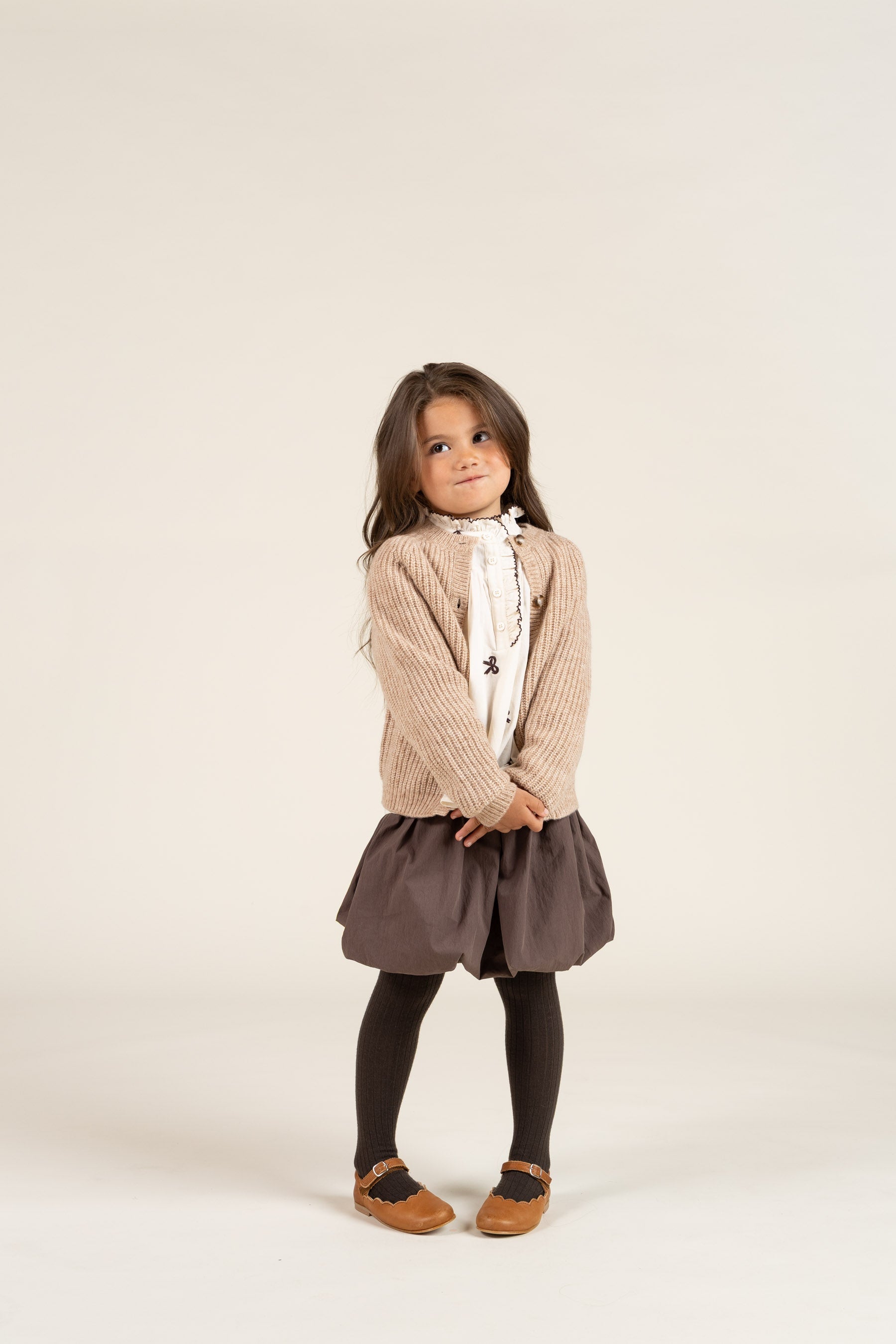 unisex Cardigan i Uldmix - Kids - Beige Melange | 100748 Cork
