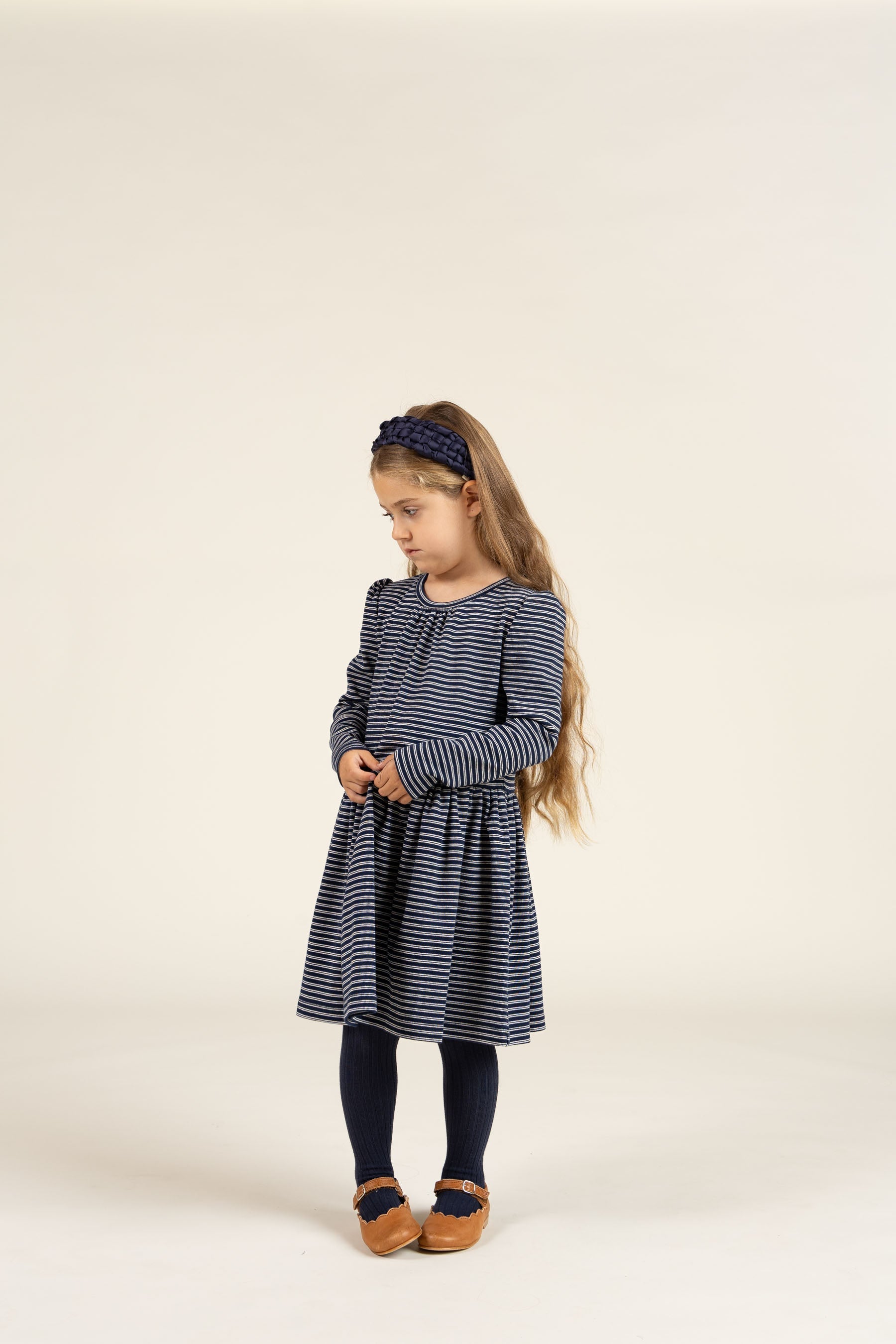 Stribet Jersey Kjole - Kids - Navy Stripe | 100652 Elise