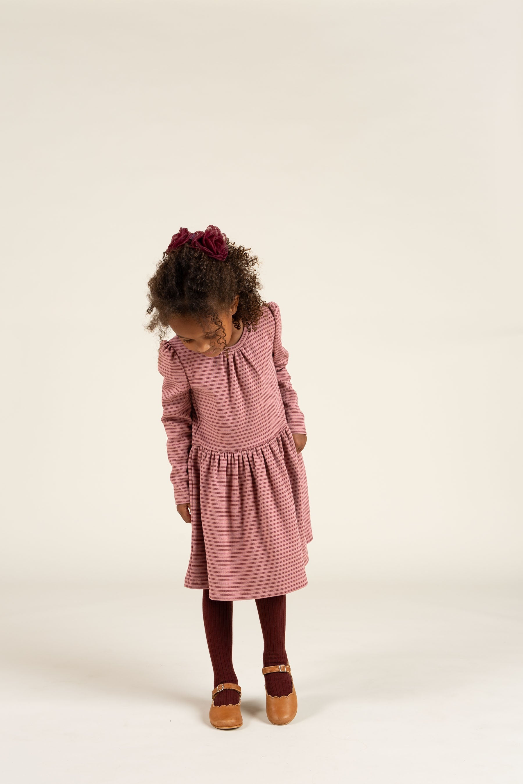 Stribet Jersey Kjole - Kids - Rose Stripe | 100650 Elise