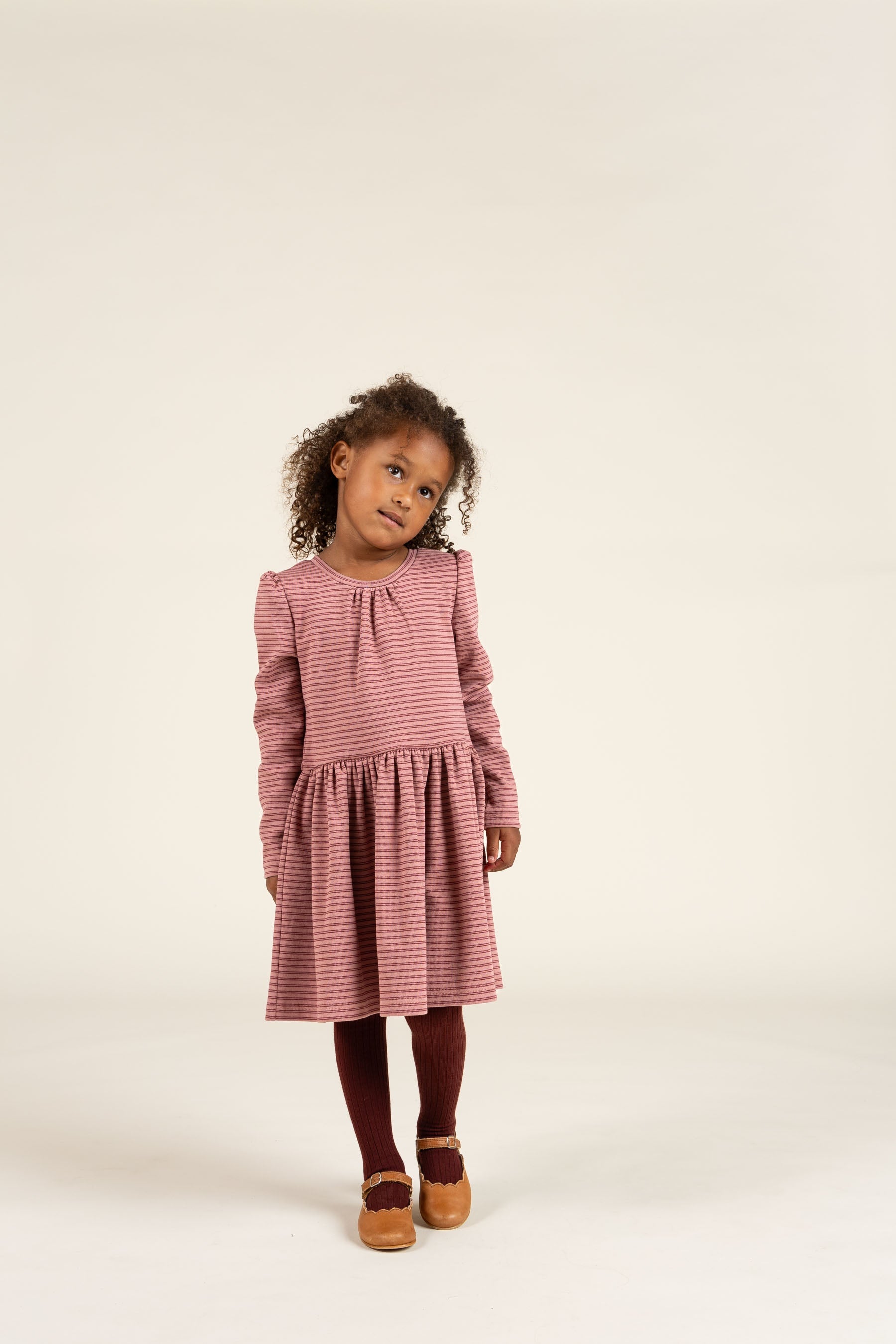 Stribet Jersey Kjole - Kids - Rose Stripe | 100650 Elise